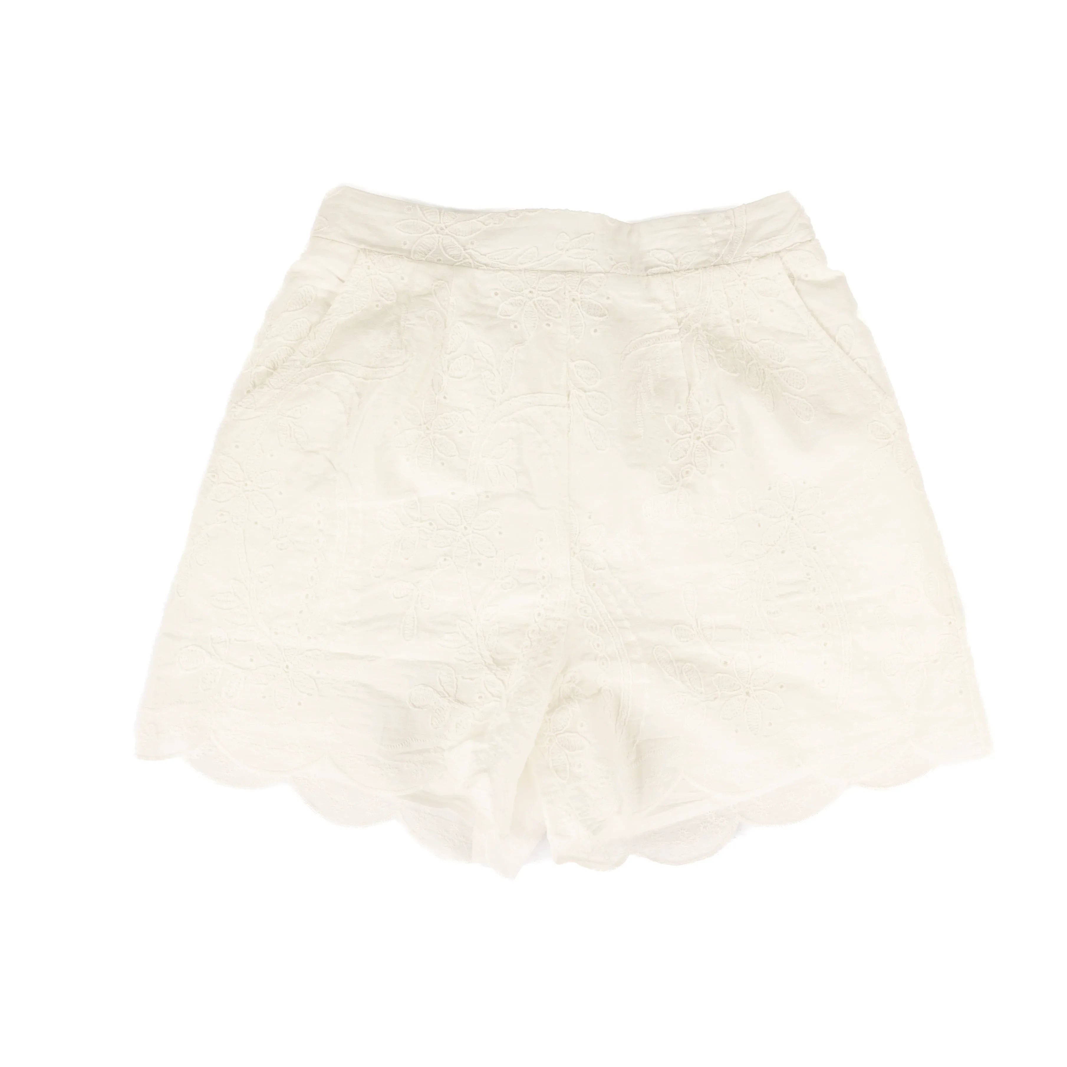 Women's Another Love White Jannie Floral Embroidery White Shorts VCBM8205WHT