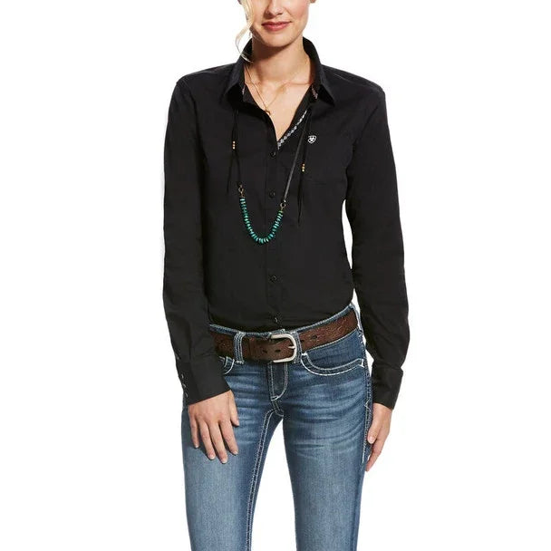 Women's Ariat Black Kirby Shirt 10022056-001 - Crazy House Western Wear
