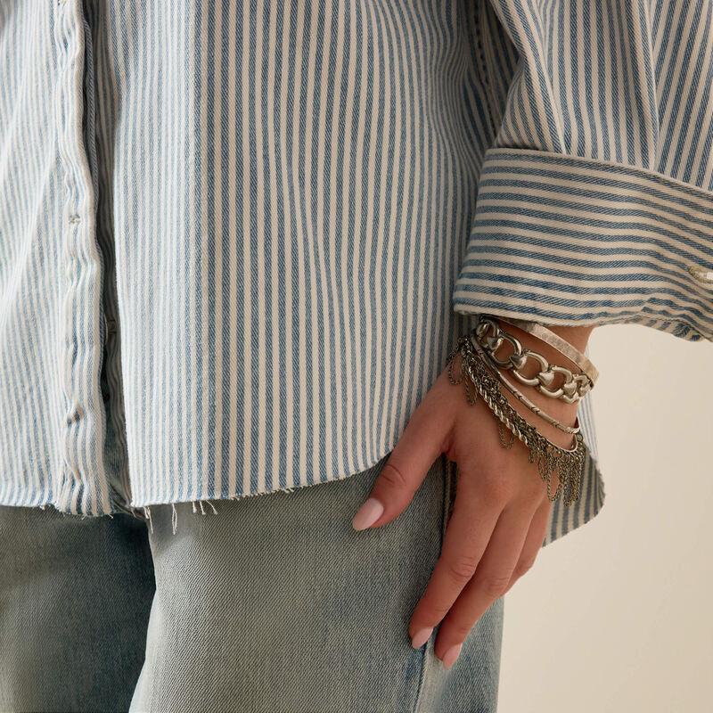 Women's Ariat Blue White Denim Stripe Shirt Jacket 10073889