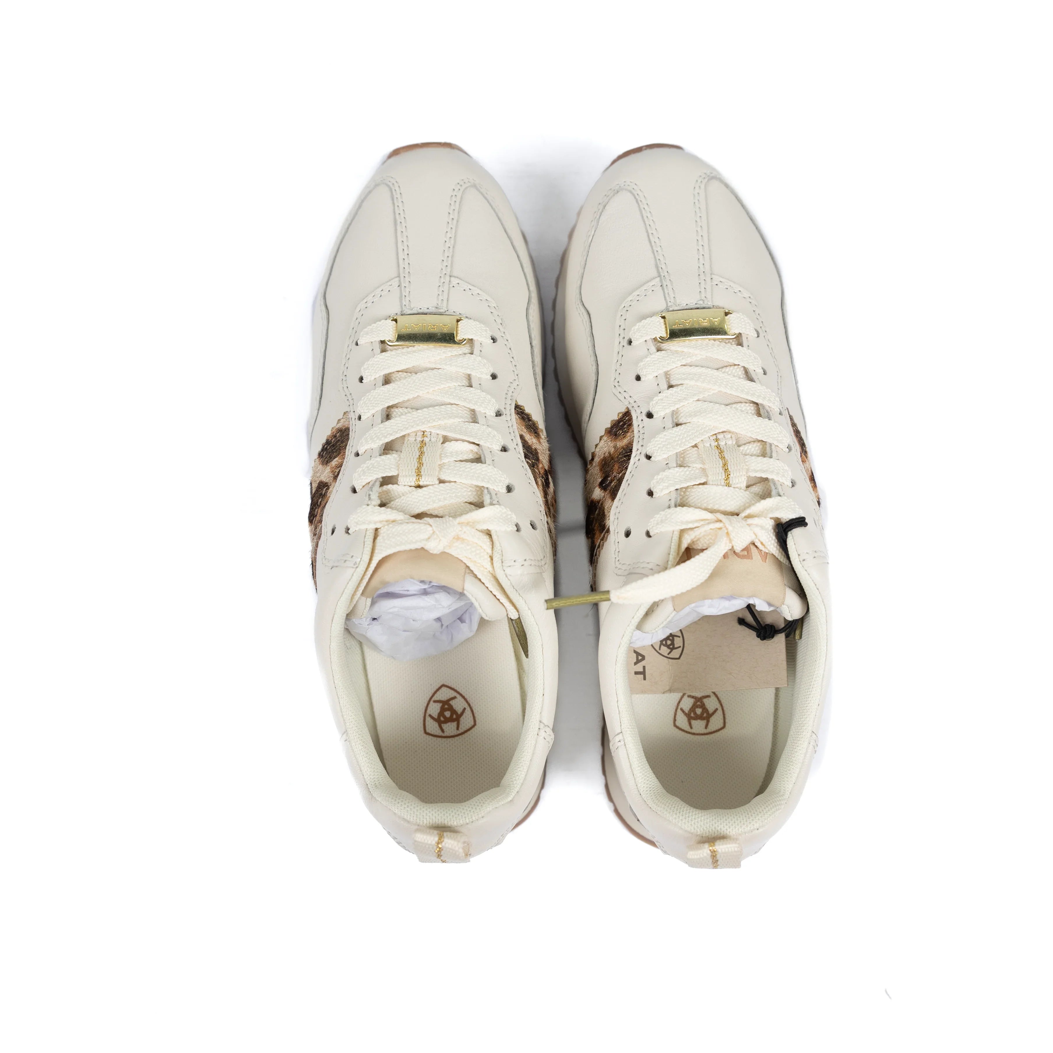 Women's Ariat Bright Cream Gilded Leopard Ranch Runner Trainer Shoes 10074338