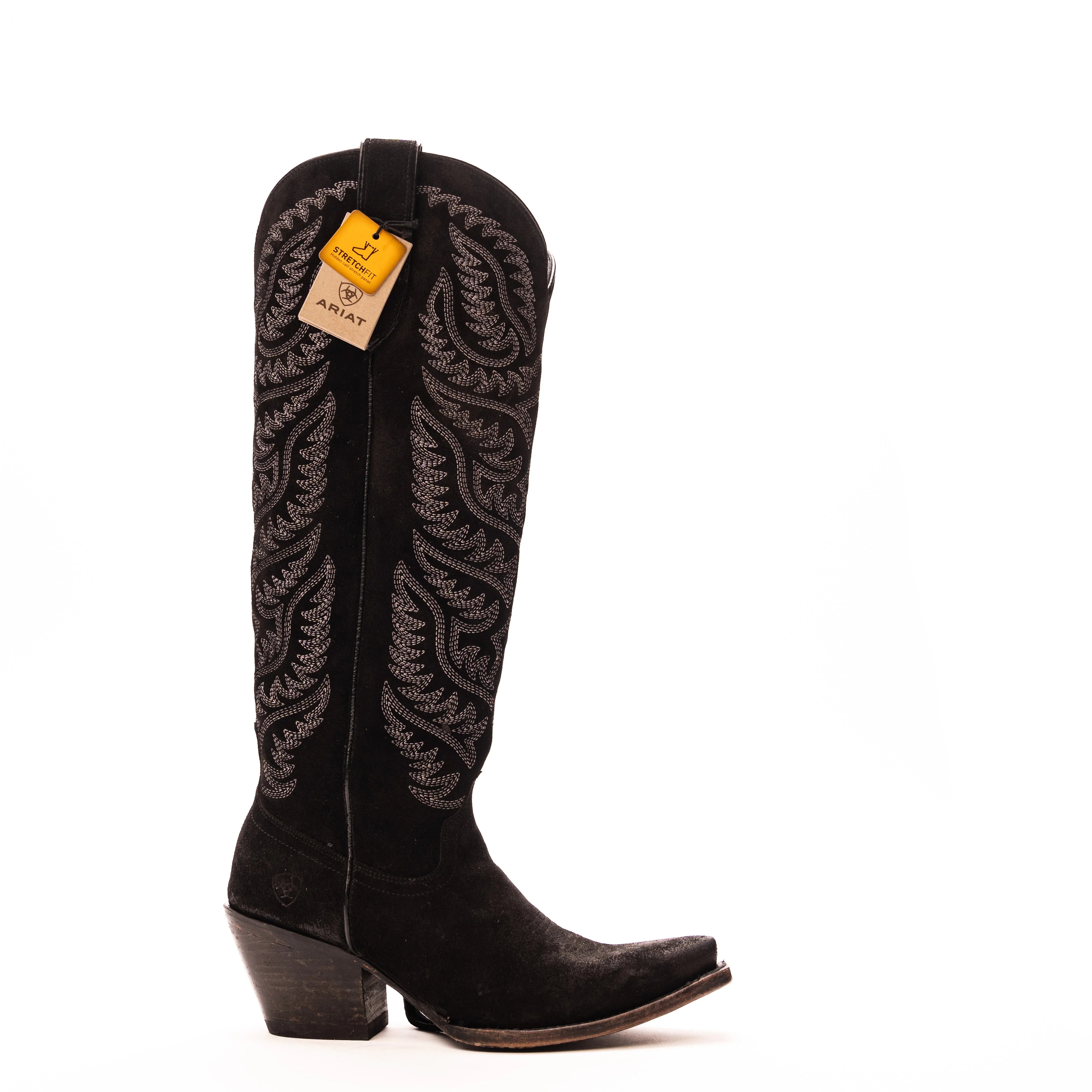 Women's Ariat Distressed Black Suede Tall Laramie Boots 18" 10046988