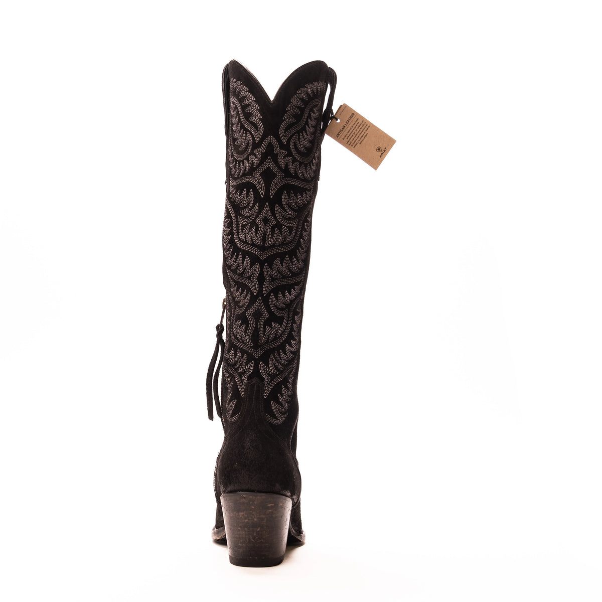 Women's Ariat Distressed Black Suede Tall Laramie Boots 18" 10046988