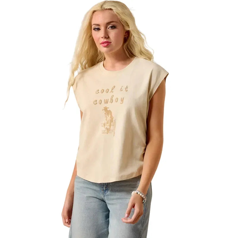 Women's Ariat Oyster Gray Cool It Cowboy T-shirt 10073558