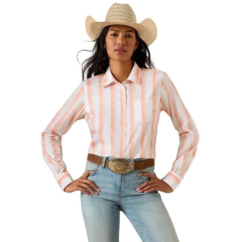 Women's Ariat Peach Amber Stripe Kirby Shirt 10071414