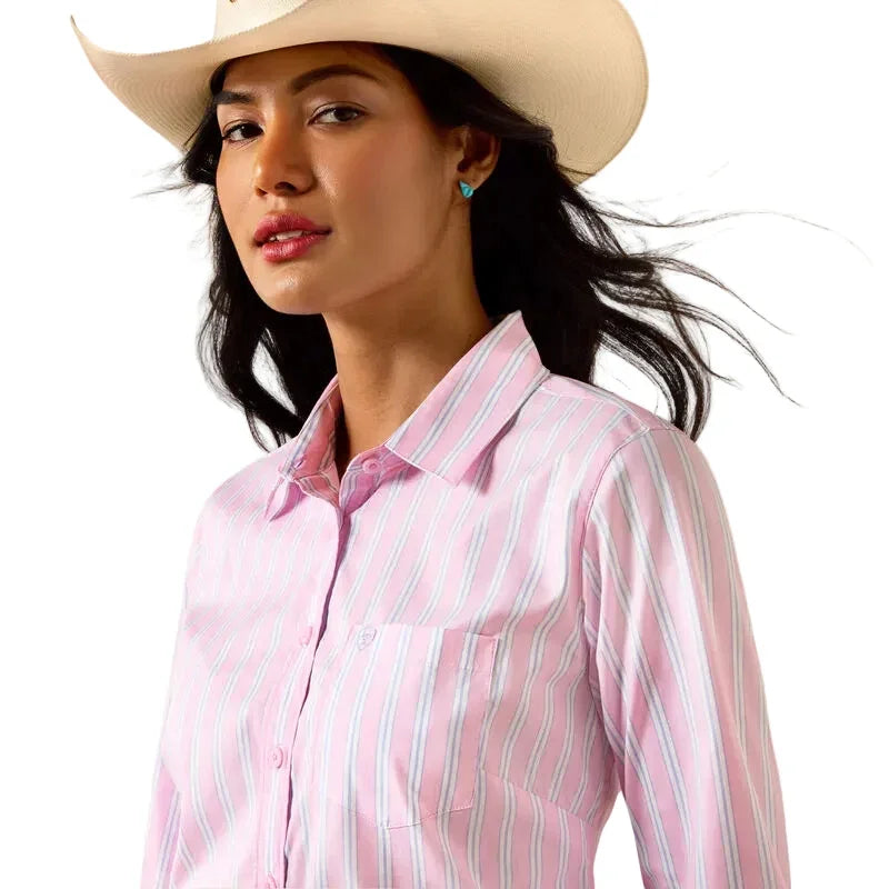 Women's Ariat Pink Lavender Stripe Kirby Stretch Shirt 10073478