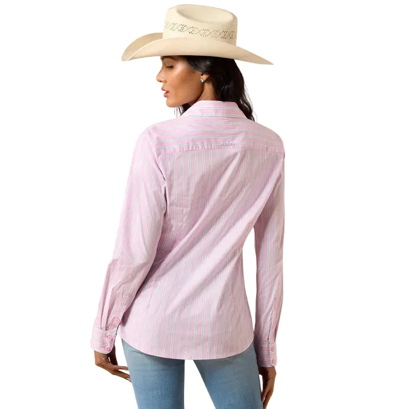 Women's Ariat Pink Lavender Stripe Kirby Stretch Shirt 10073478