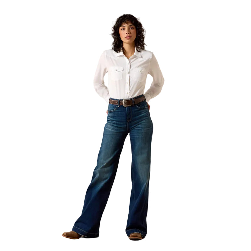 Women's Ariat White Western Long Sleeve VentTEK Shirt 10071068