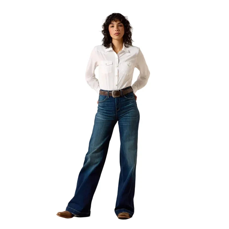 Women's Ariat White Western Long Sleeve VentTEK Shirt 10071068