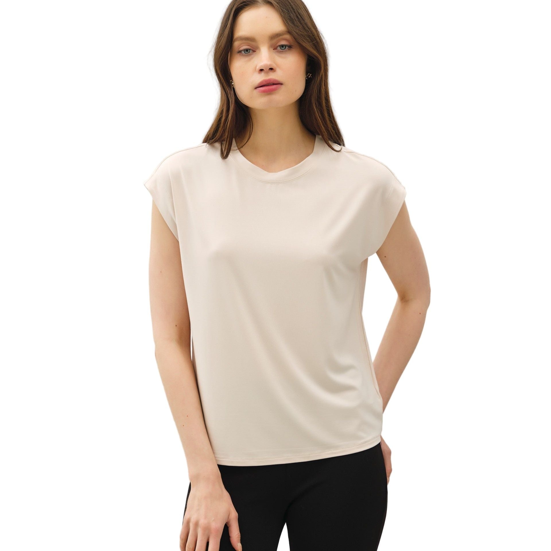 Women's Bamboo/Modal Cap Sleeve Basic Round Neck Top 19653