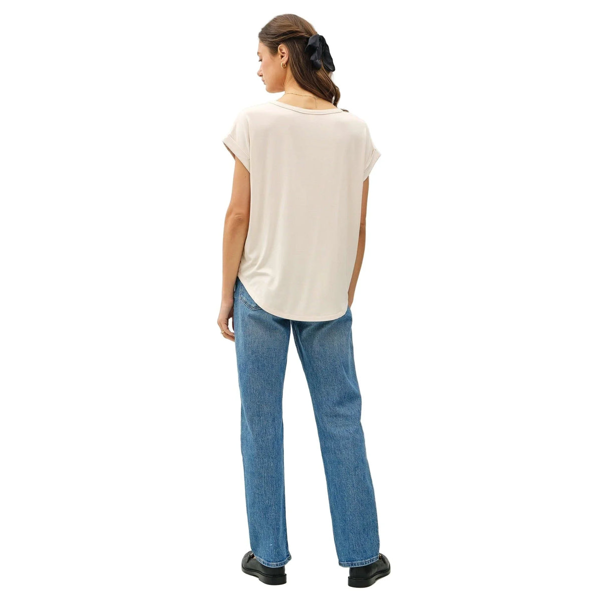Women's Bamboo/modal Round Neck Dolman Cap Sleeve Top 19250