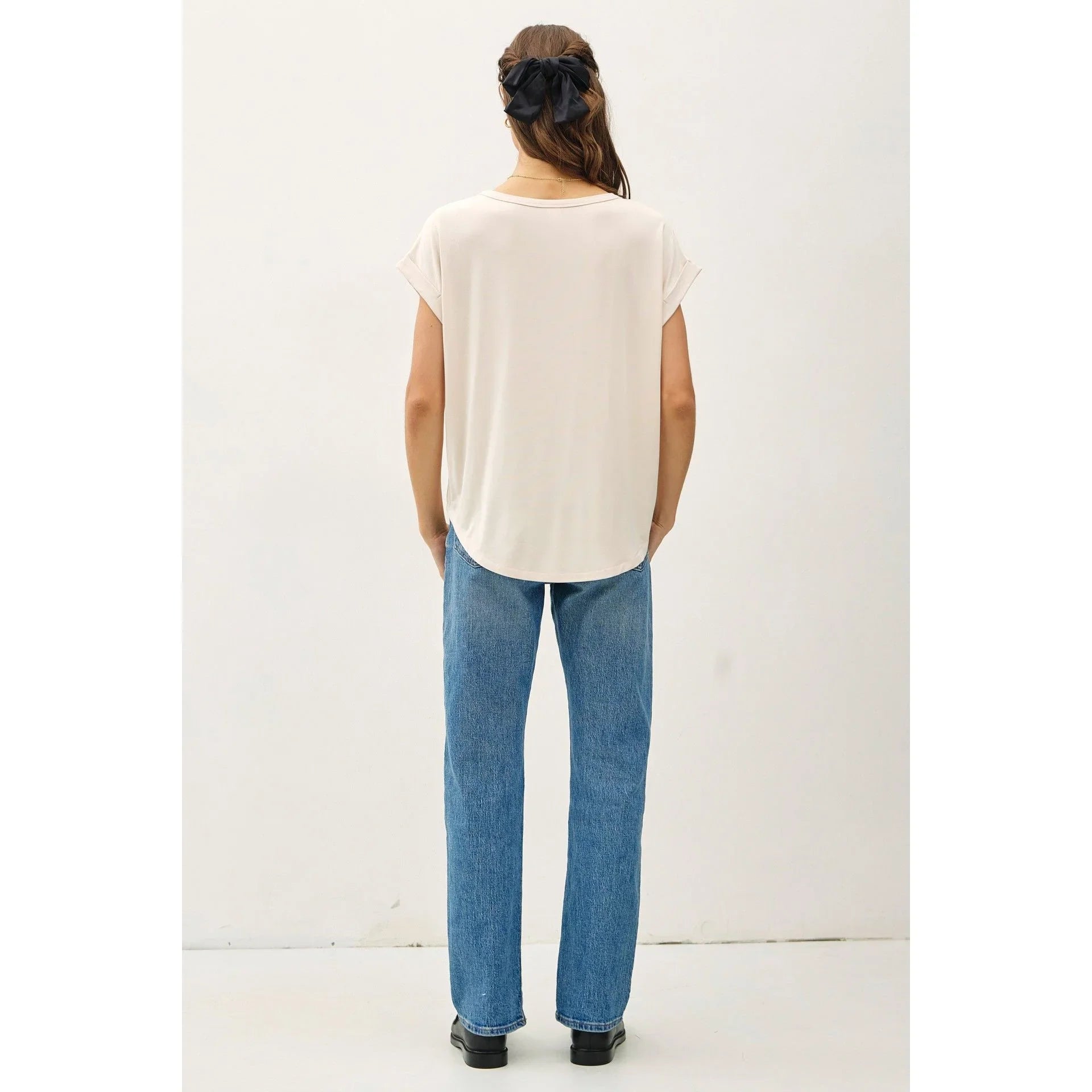 Women's Bamboo/modal Round Neck Dolman Cap Sleeve Top 19250