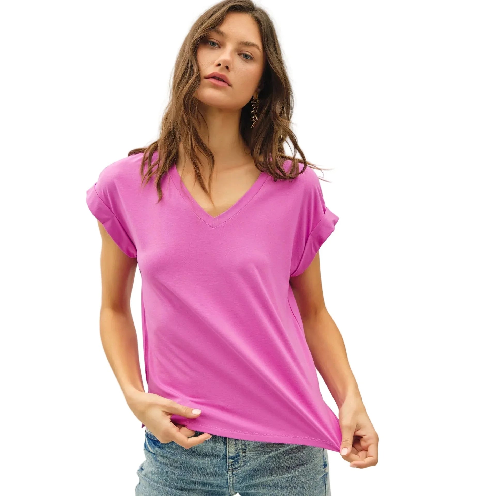 Women's Be Cool Bamboo/modal V-neck Dolman Cap Sleeve T-shirt 19744