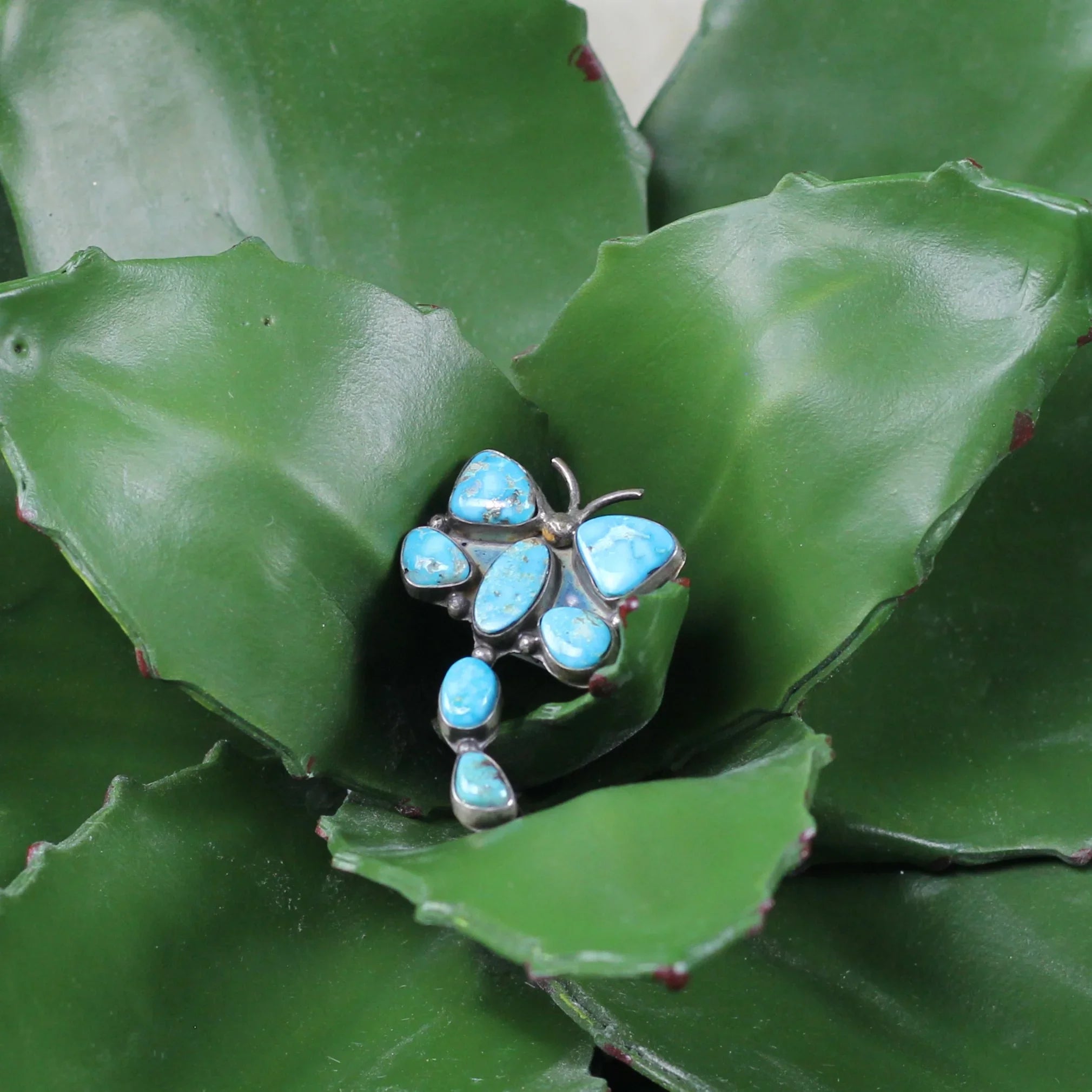 Women's Benjamin Piaso Turquoise Dragonfly Ring 8.5 - Crazy House Western Wear