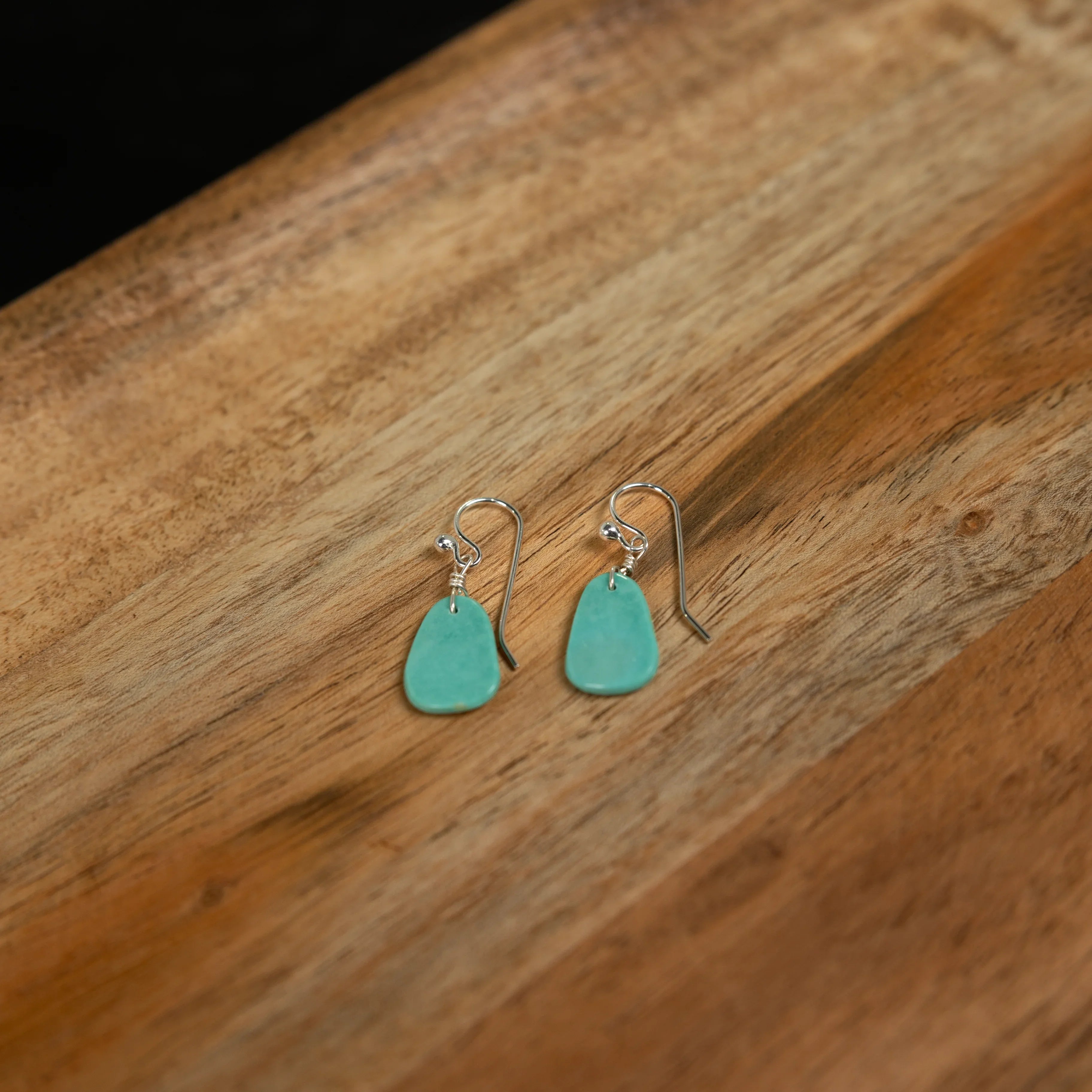 Women's Bilagaana Handmade French Wire with Hanging Turquoise Stone