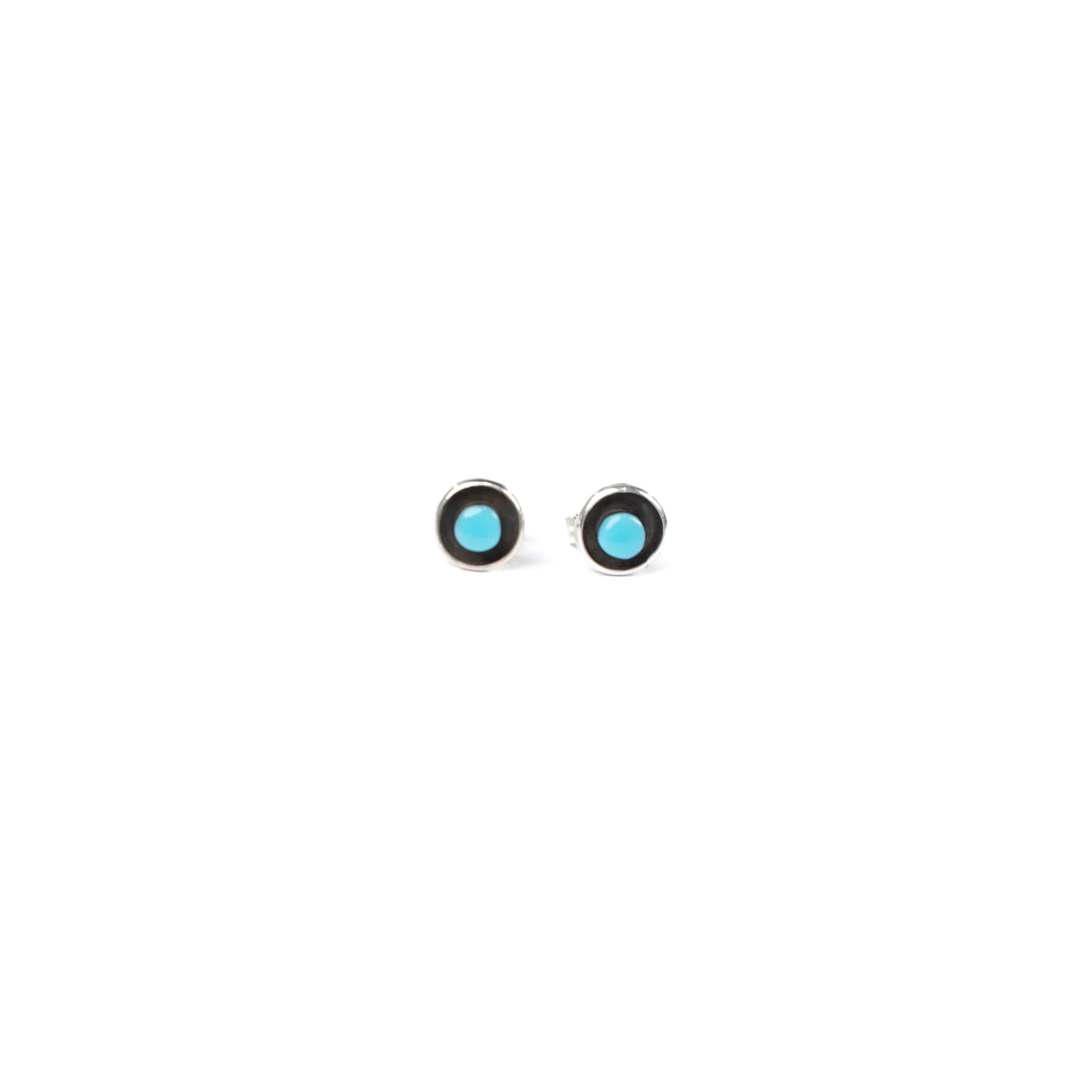 Women's Bilagaana Handmade Mini Round Turquoise Stud Earrings