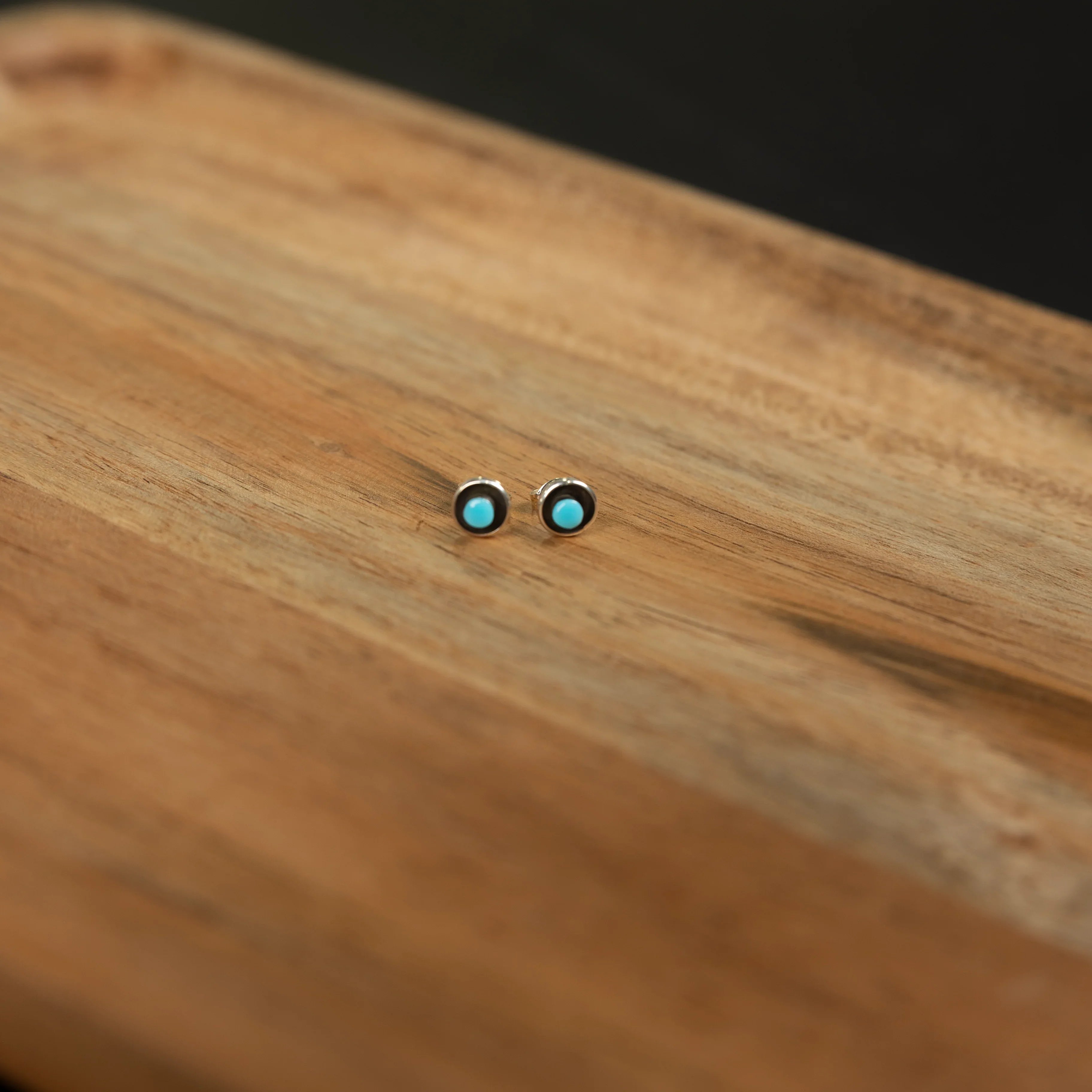 Women's Bilagaana Handmade Mini Round Turquoise Stud Earrings