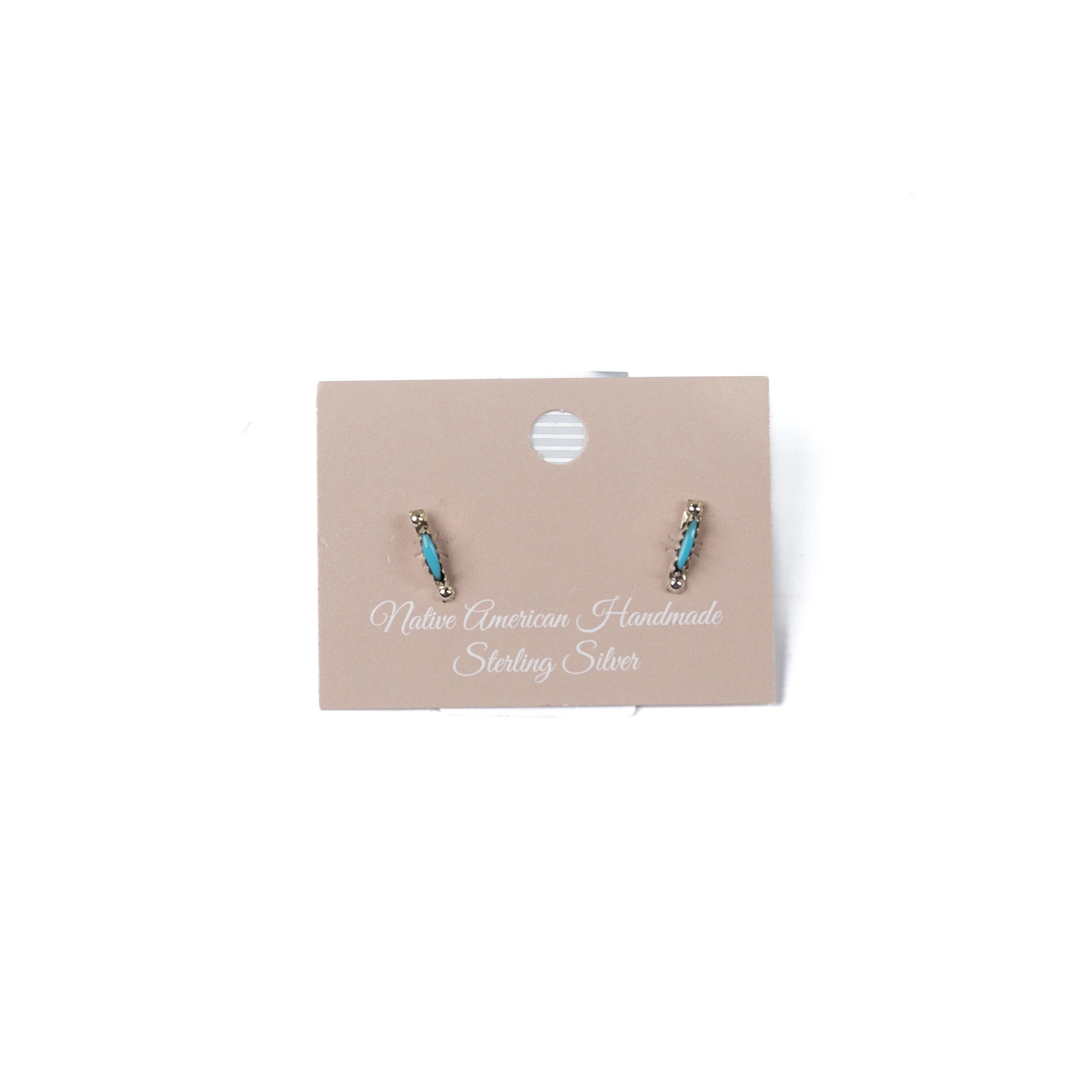 Women's Bilagaana Handmade Mini Turquoise Stone Bar with Silver Edges