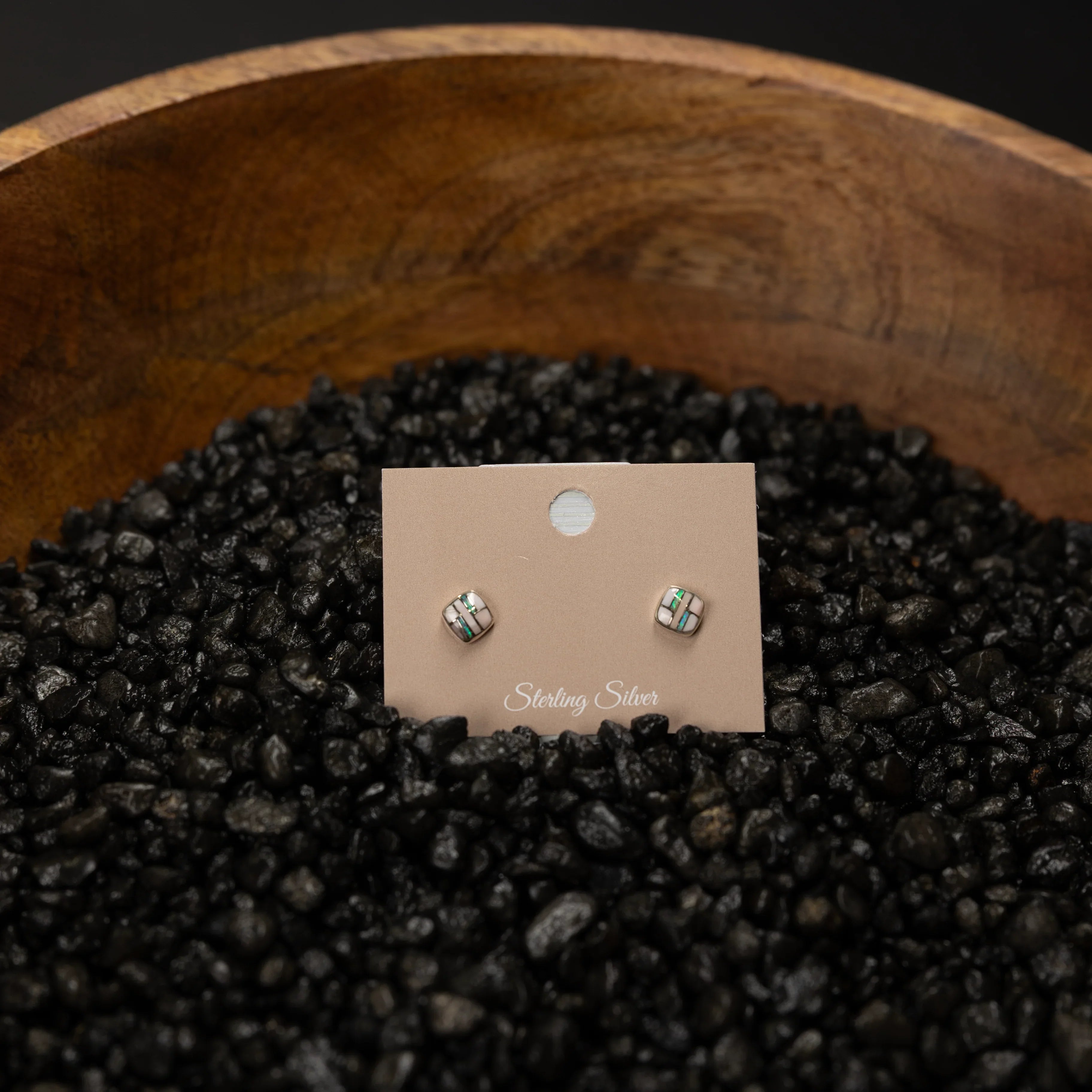 Women's Bilagaana Handmade Multicolor Square Opal Studs