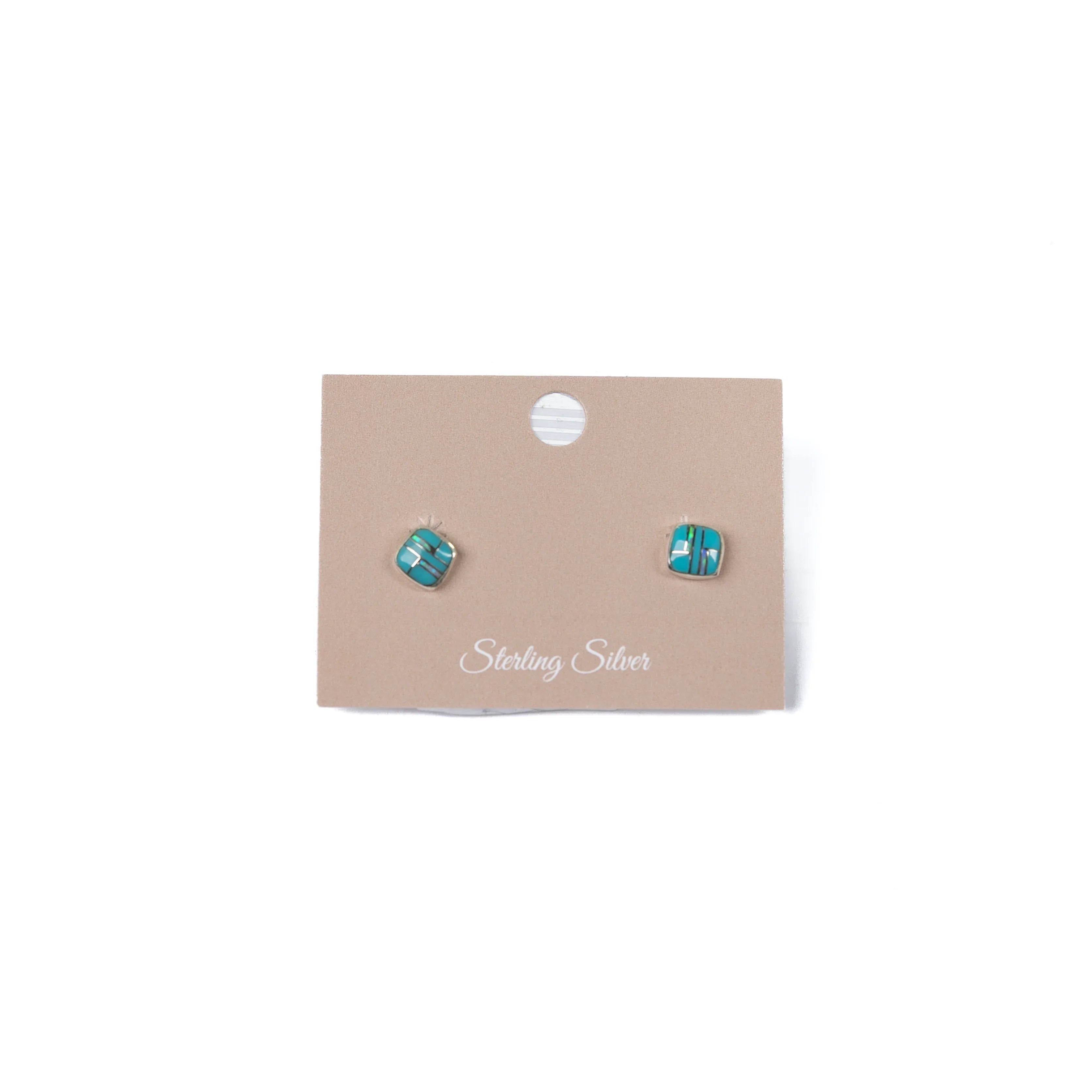 Women's Bilagaana Handmade Multicolor Square Opal Studs