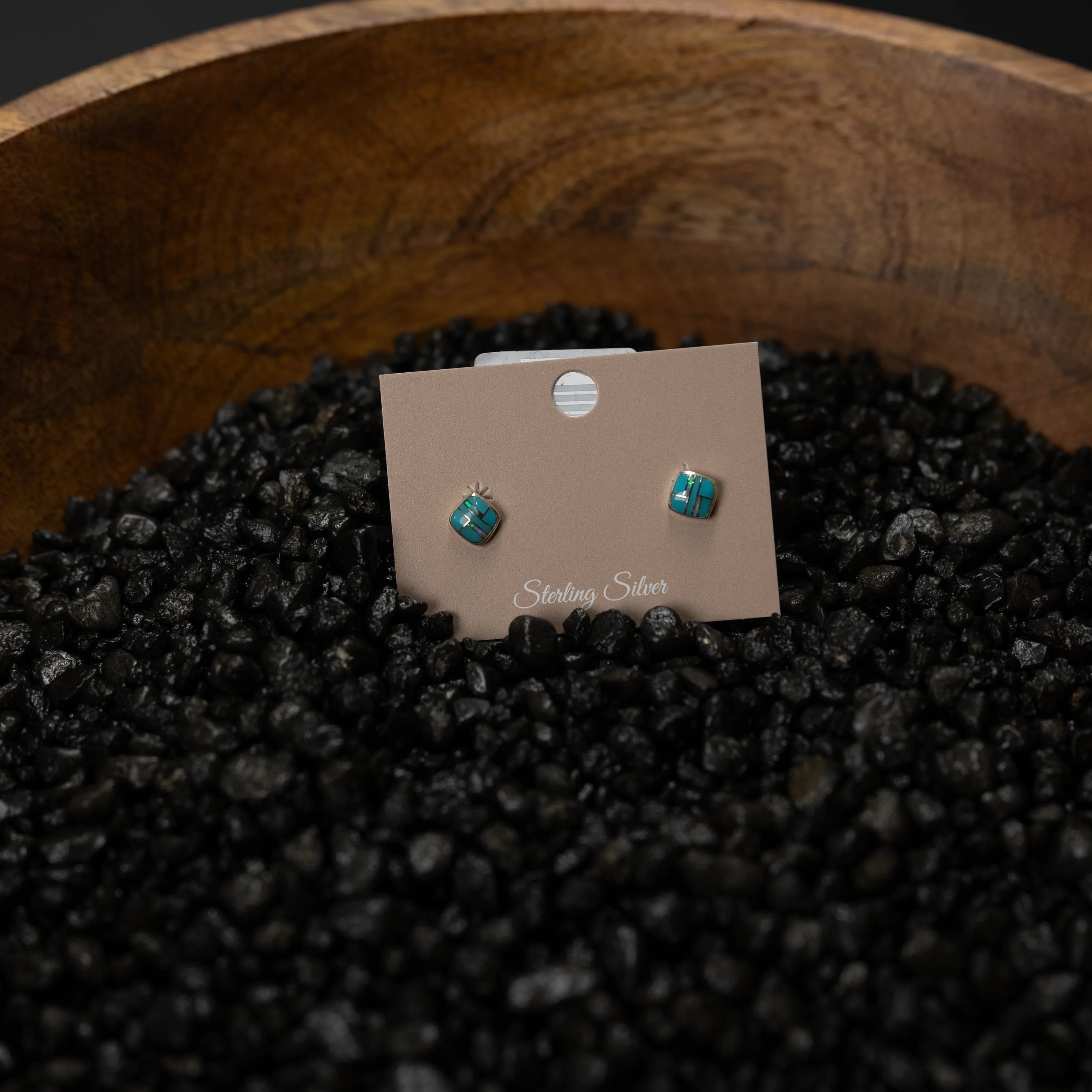 Women's Bilagaana Handmade Multicolor Square Opal Studs