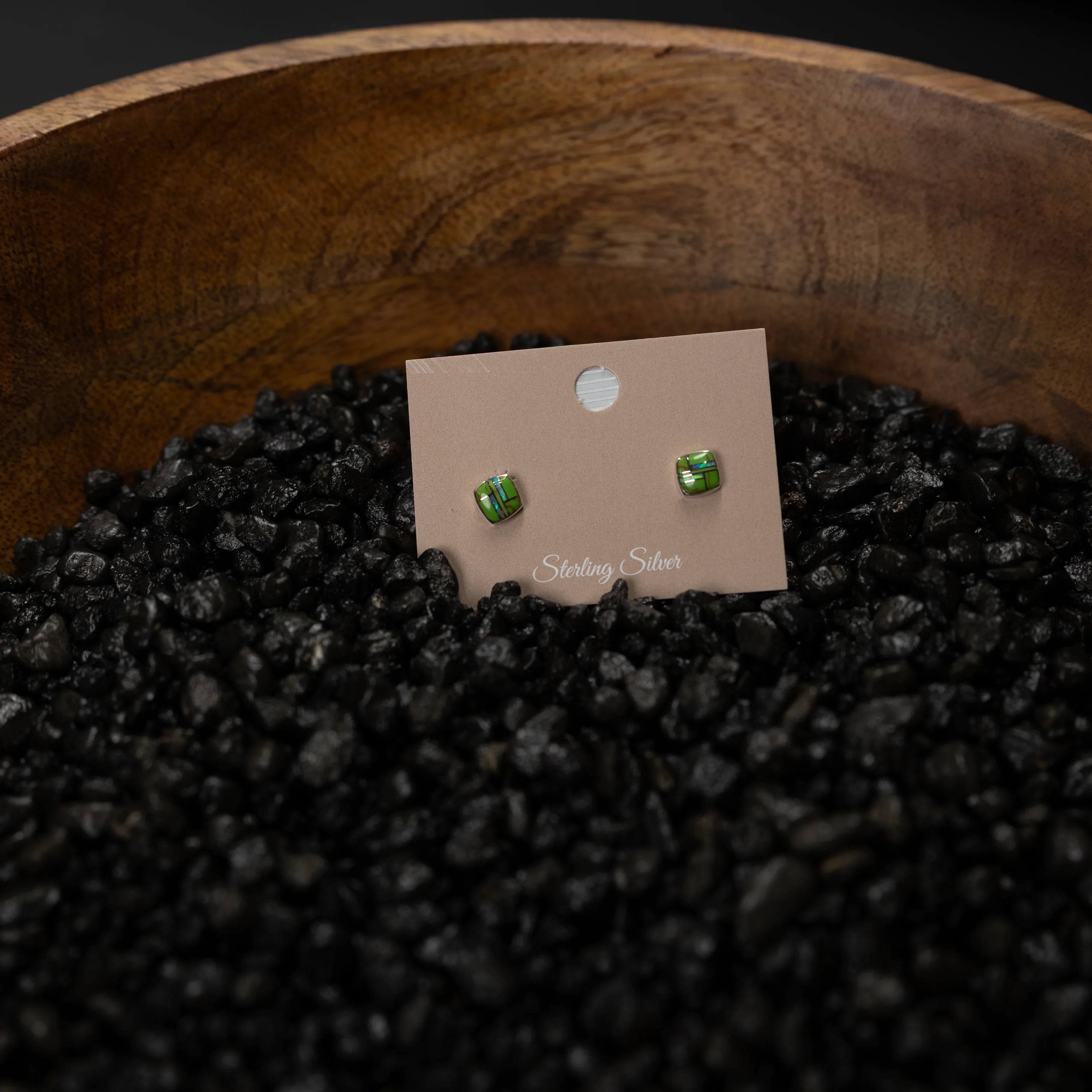 Women's Bilagaana Handmade Multicolor Square Opal Studs