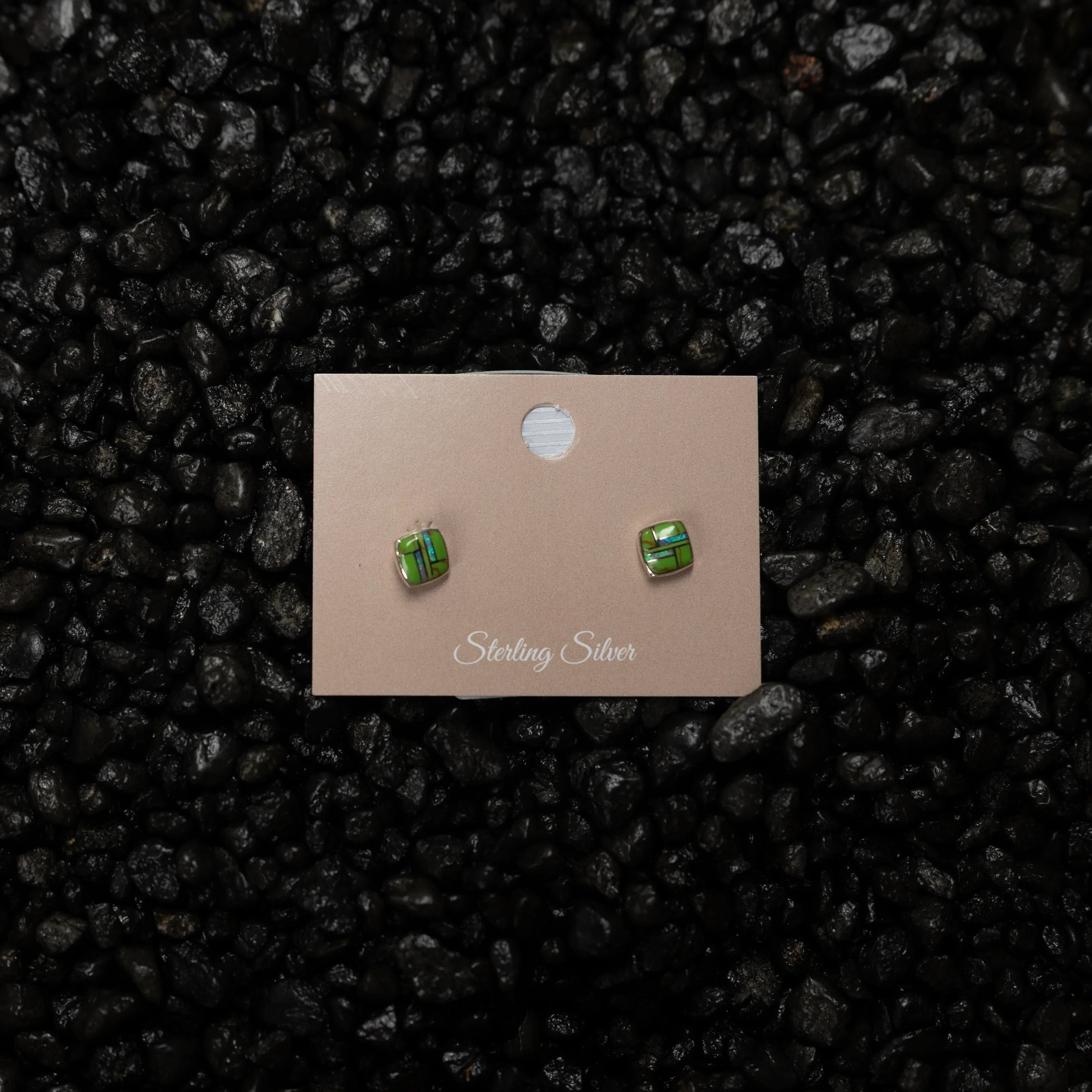 Women's Bilagaana Handmade Multicolor Square Opal Studs