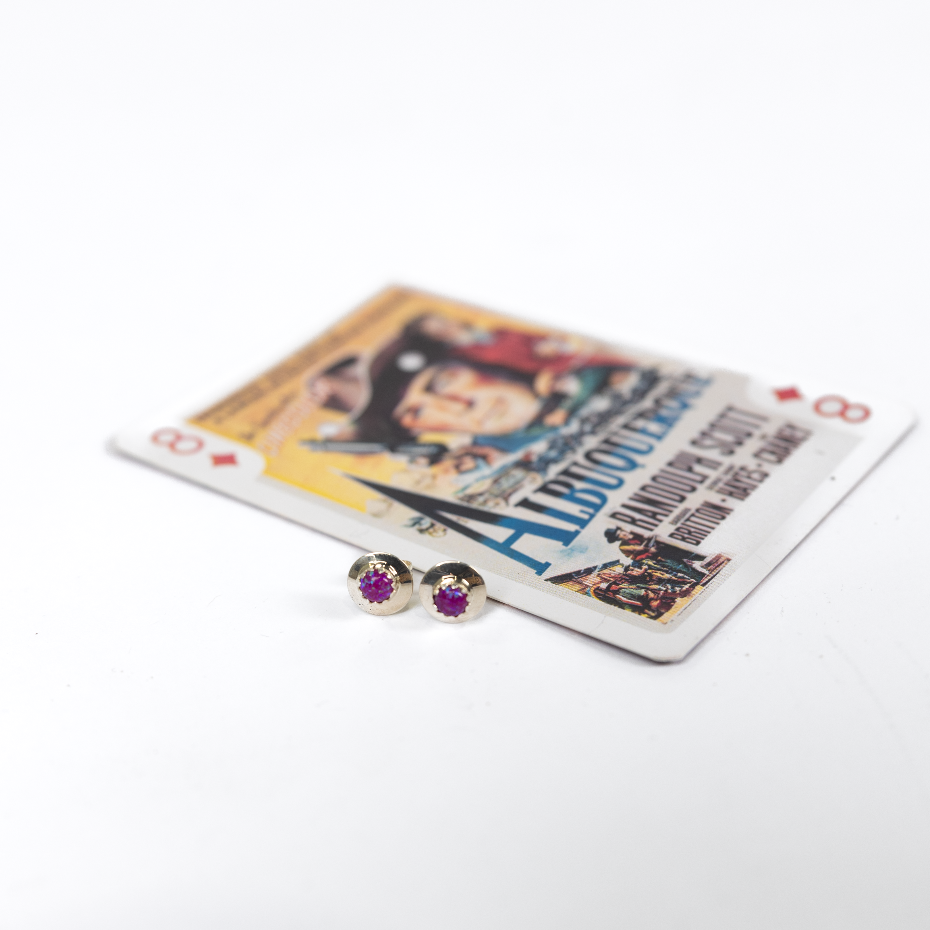 Women's Bilagaana Handmade Purple Stone Stud Circle Earrings