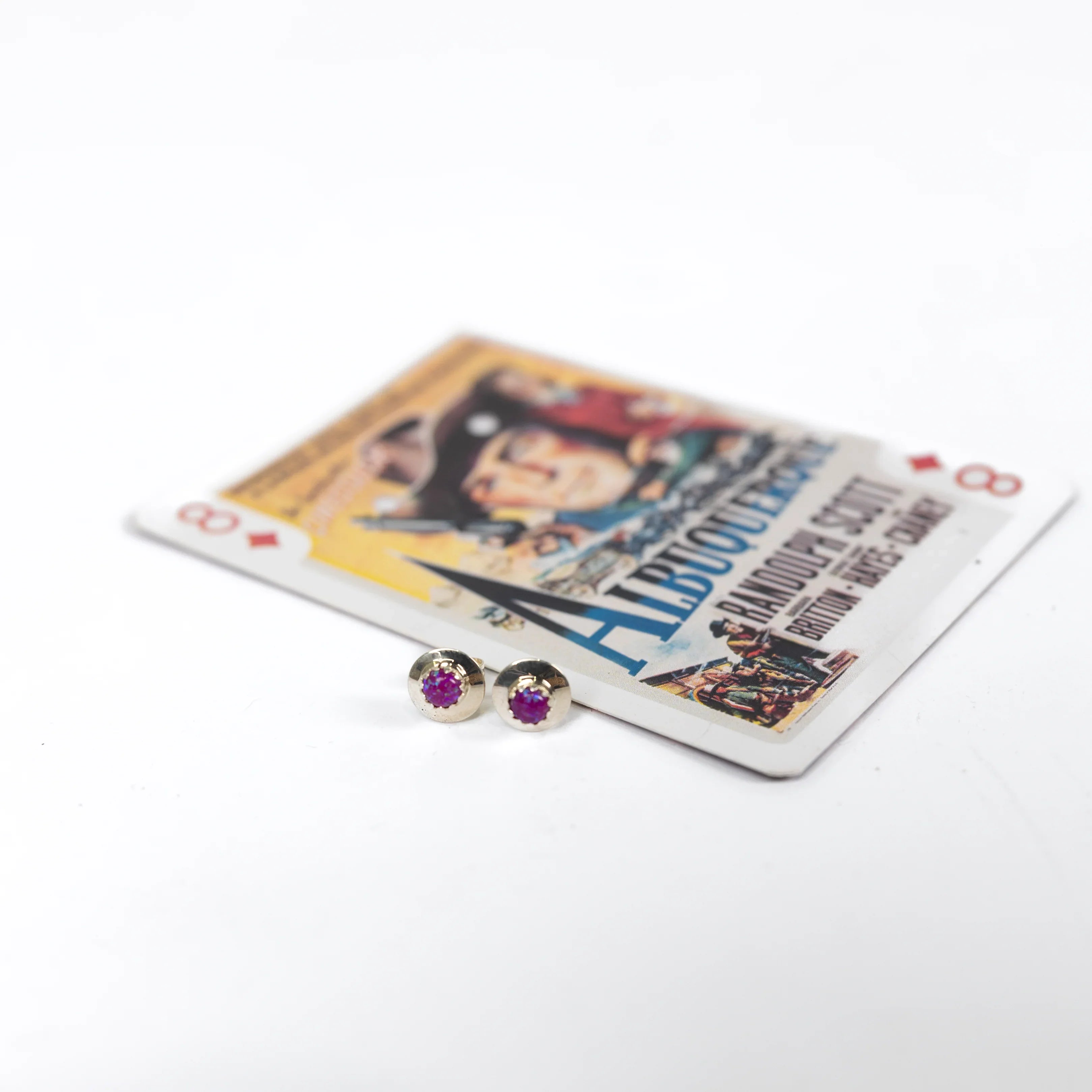Women's Bilagaana Handmade Purple Stone Stud Circle Earrings