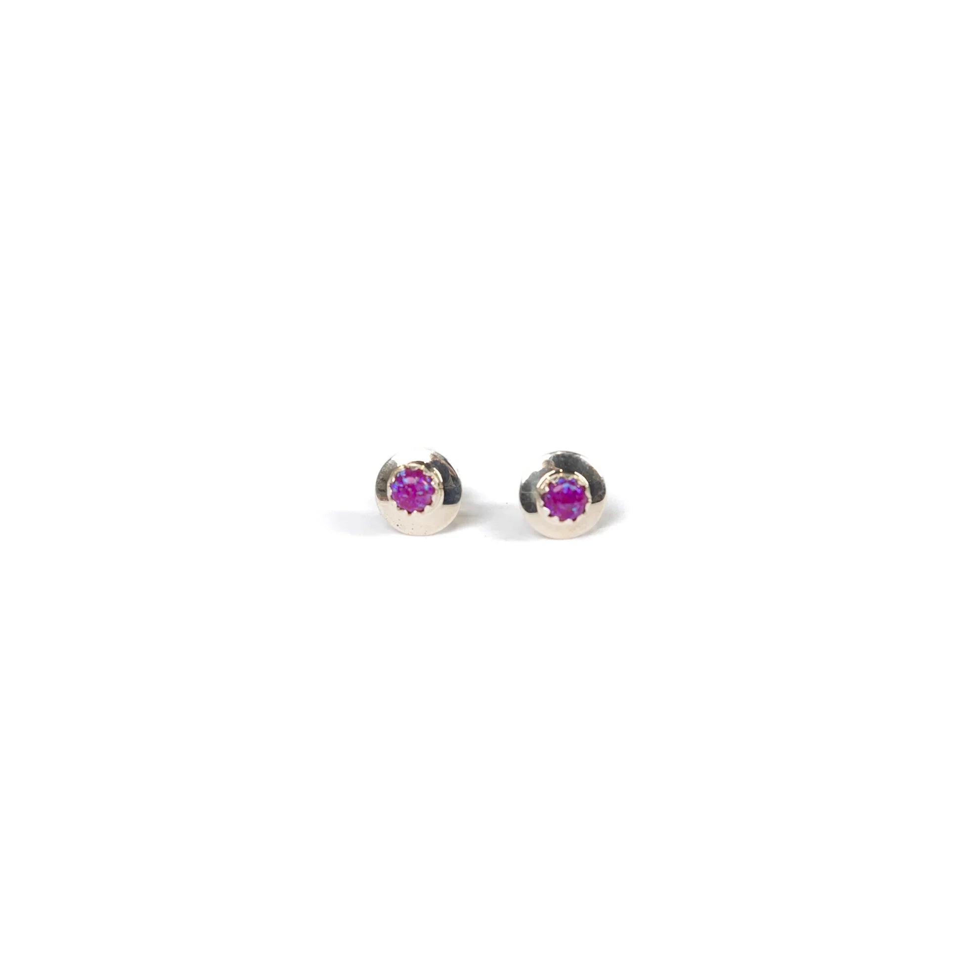 Women's Bilagaana Handmade Purple Stone Stud Circle Earrings
