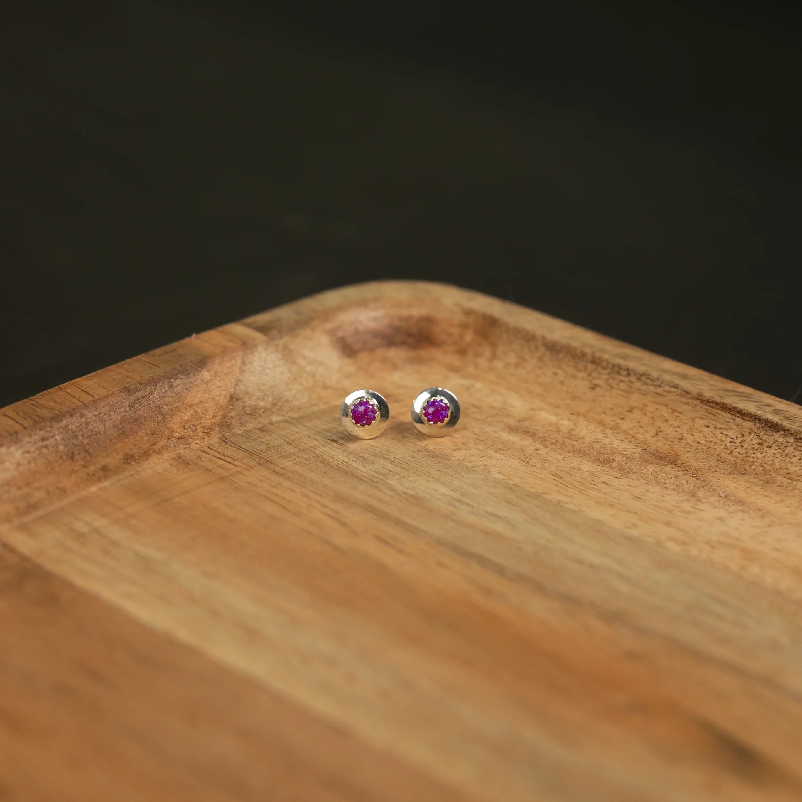 Women's Bilagaana Handmade Purple Stone Stud Circle Earrings