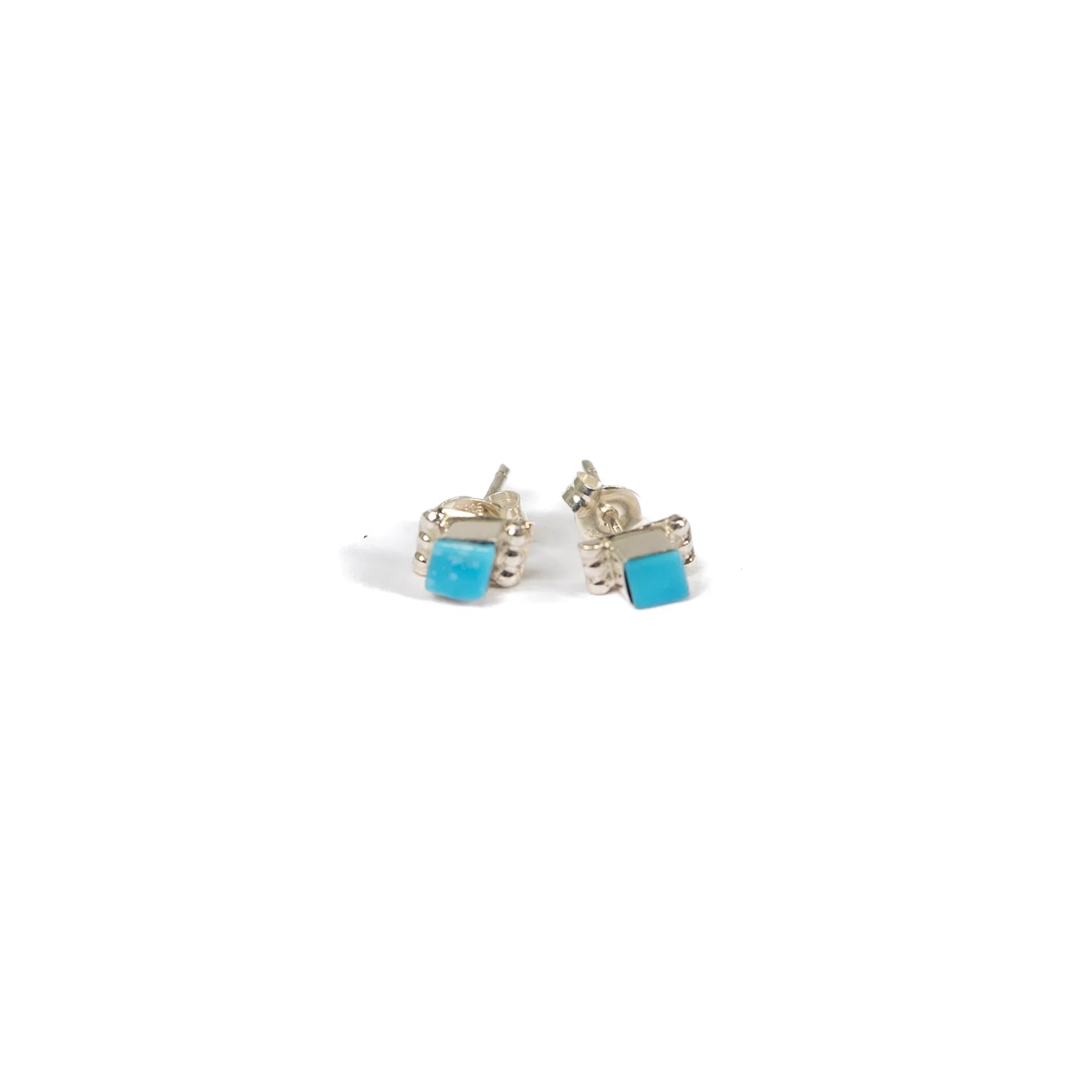 Women's Bilagaana Handmade Silver and Turquoise Diamond Studs