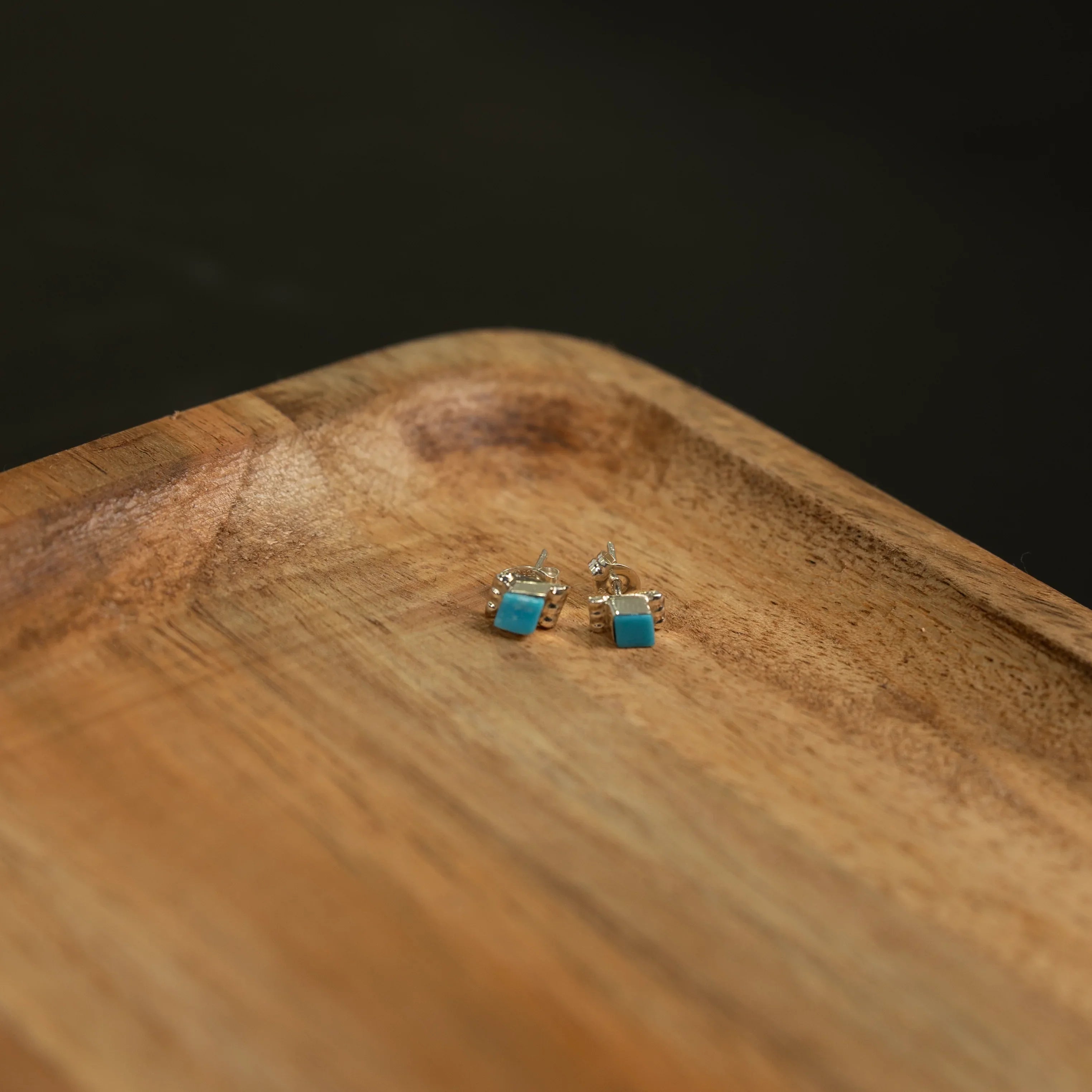 Women's Bilagaana Handmade Silver and Turquoise Diamond Studs