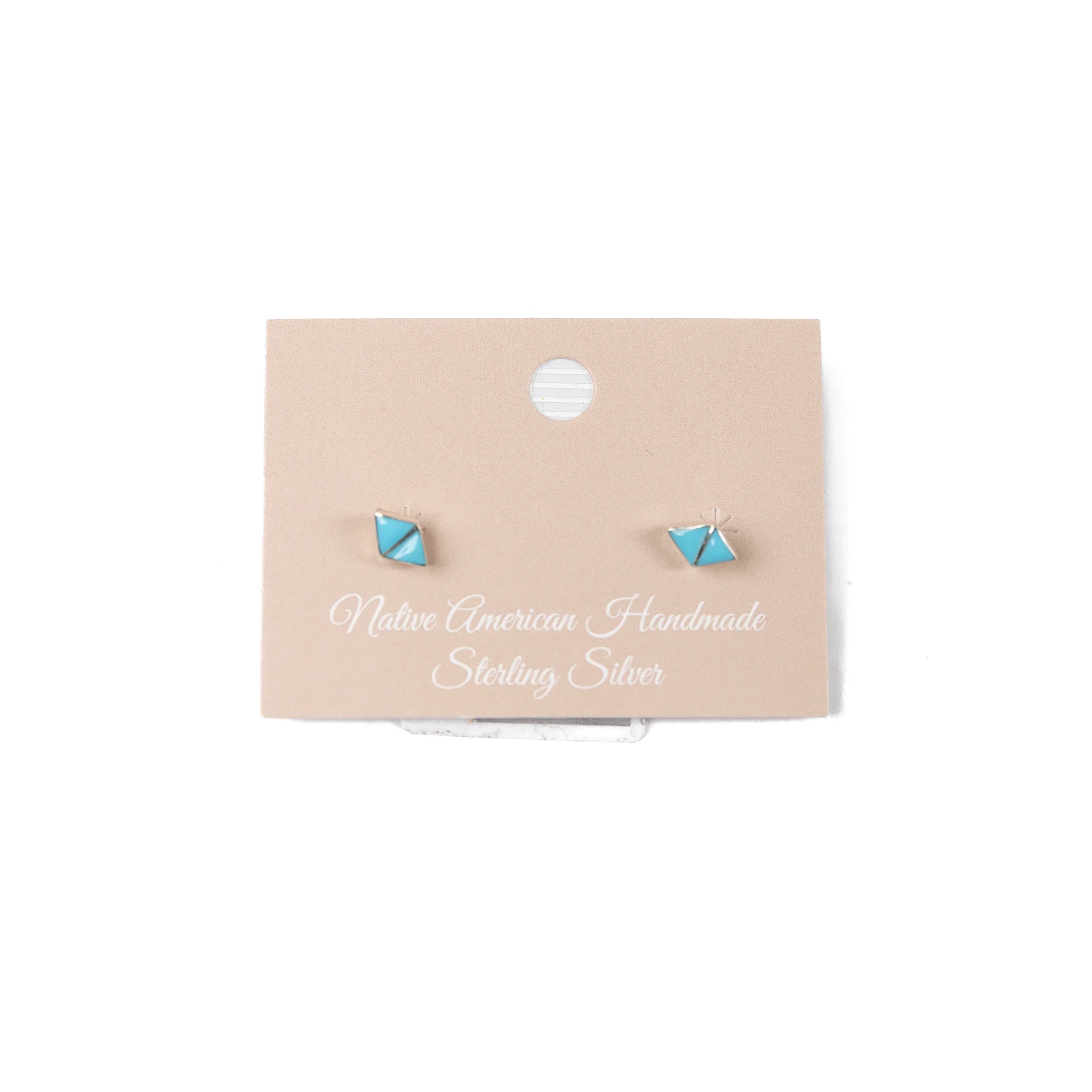Women's Bilagaana Handmade Silver and Turquoise Stone Stud Earrings