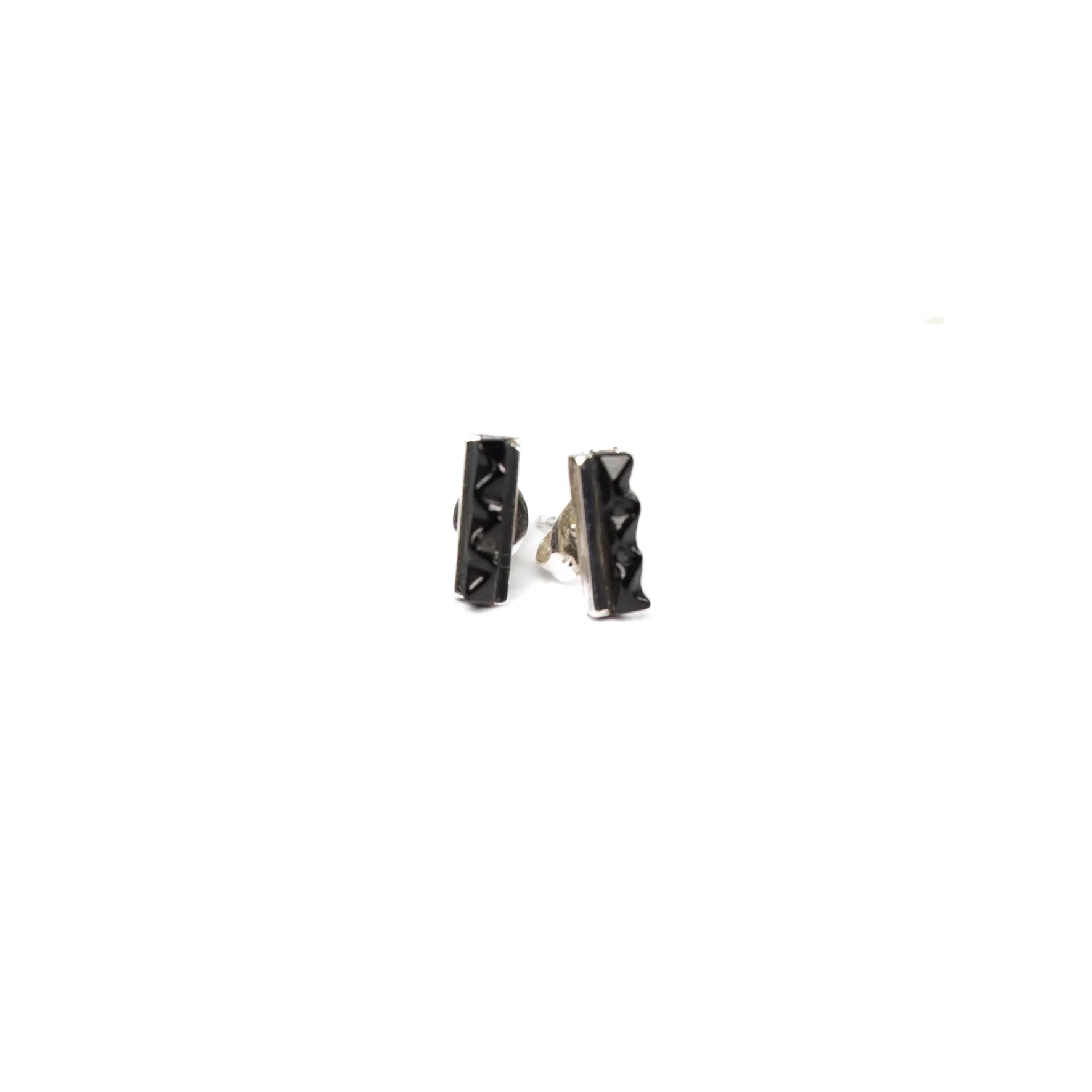 Women's Bilagaana Handmade Small Black Bar Stud Earrings