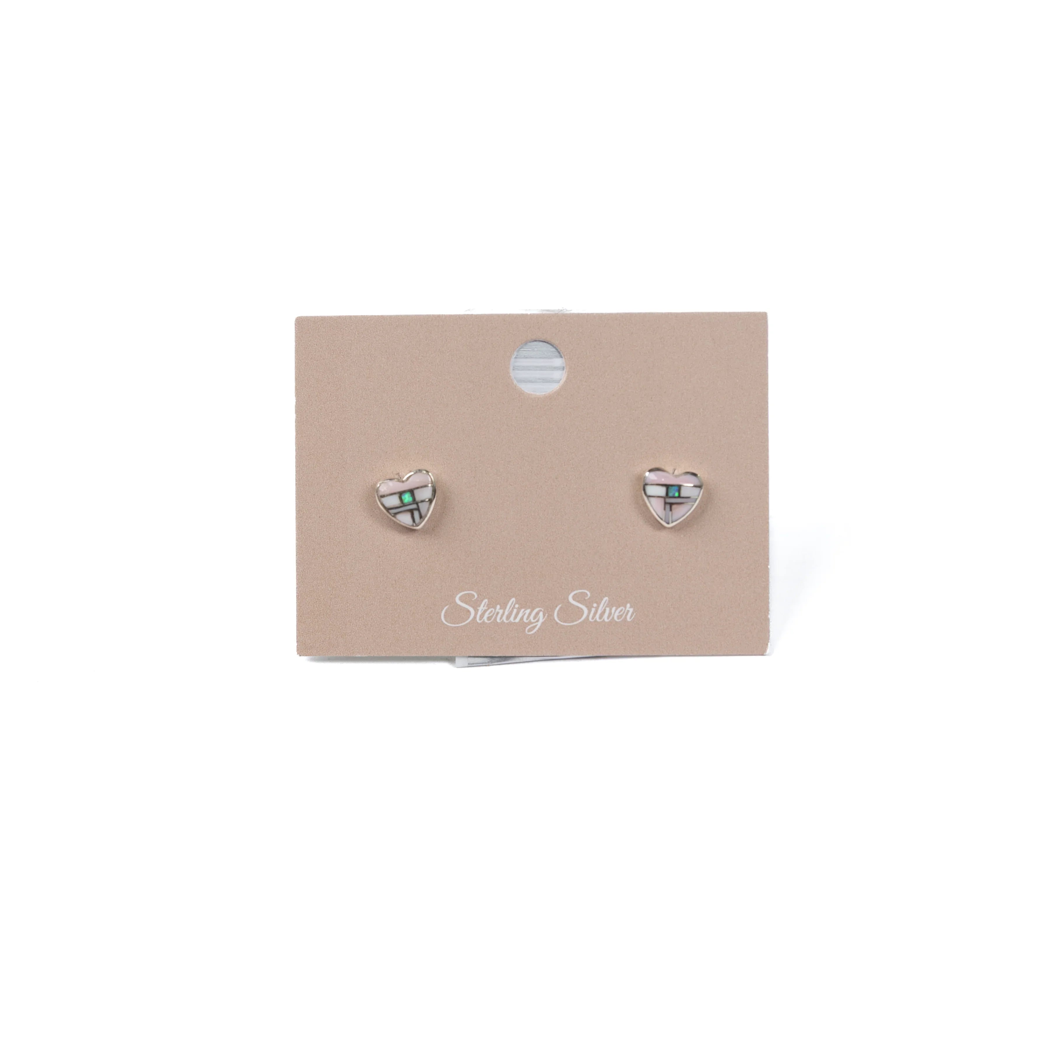 Women's Bilagaana Handmade Turquoise Opal Heart Studs