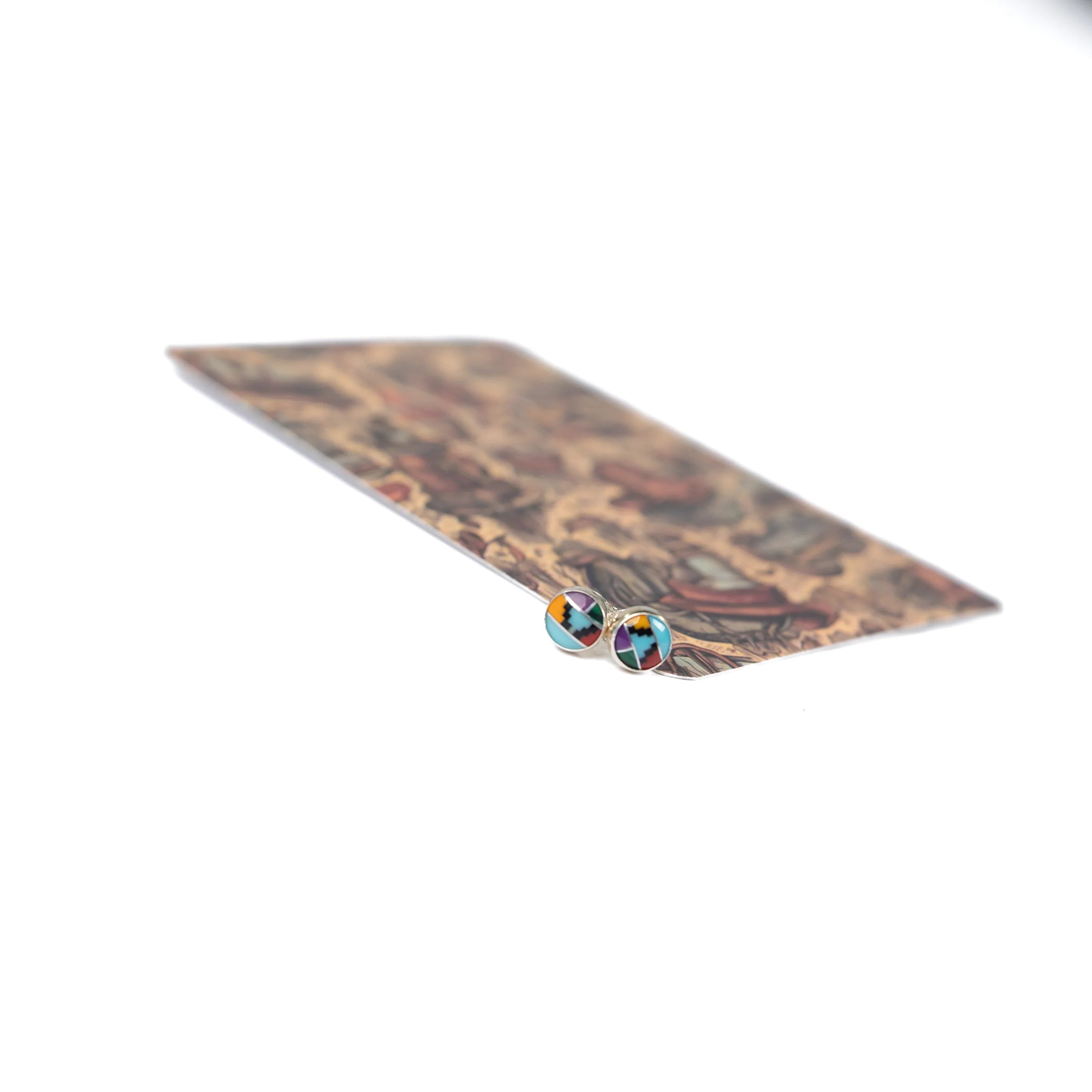 Women's Bilagaana Mini Circle Multicolor Stone Studs