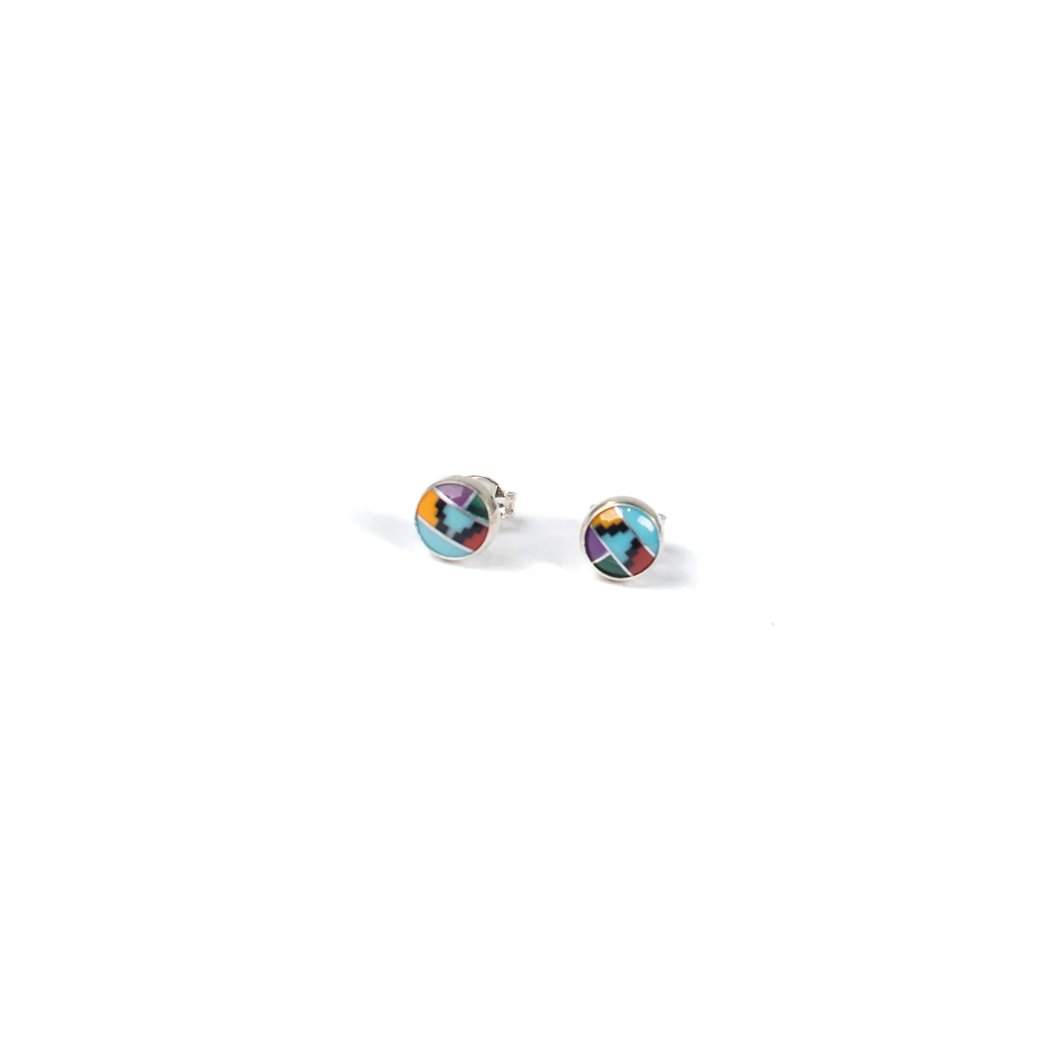 Women's Bilagaana Mini Circle Multicolor Stone Studs