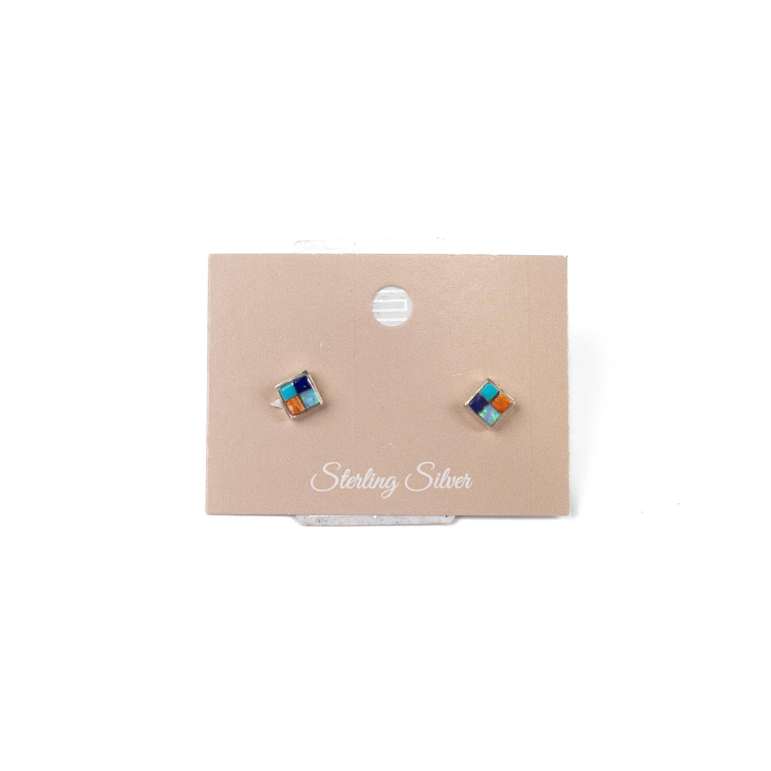 Women's Bilagaana Multi Stone Aztec Square Studs