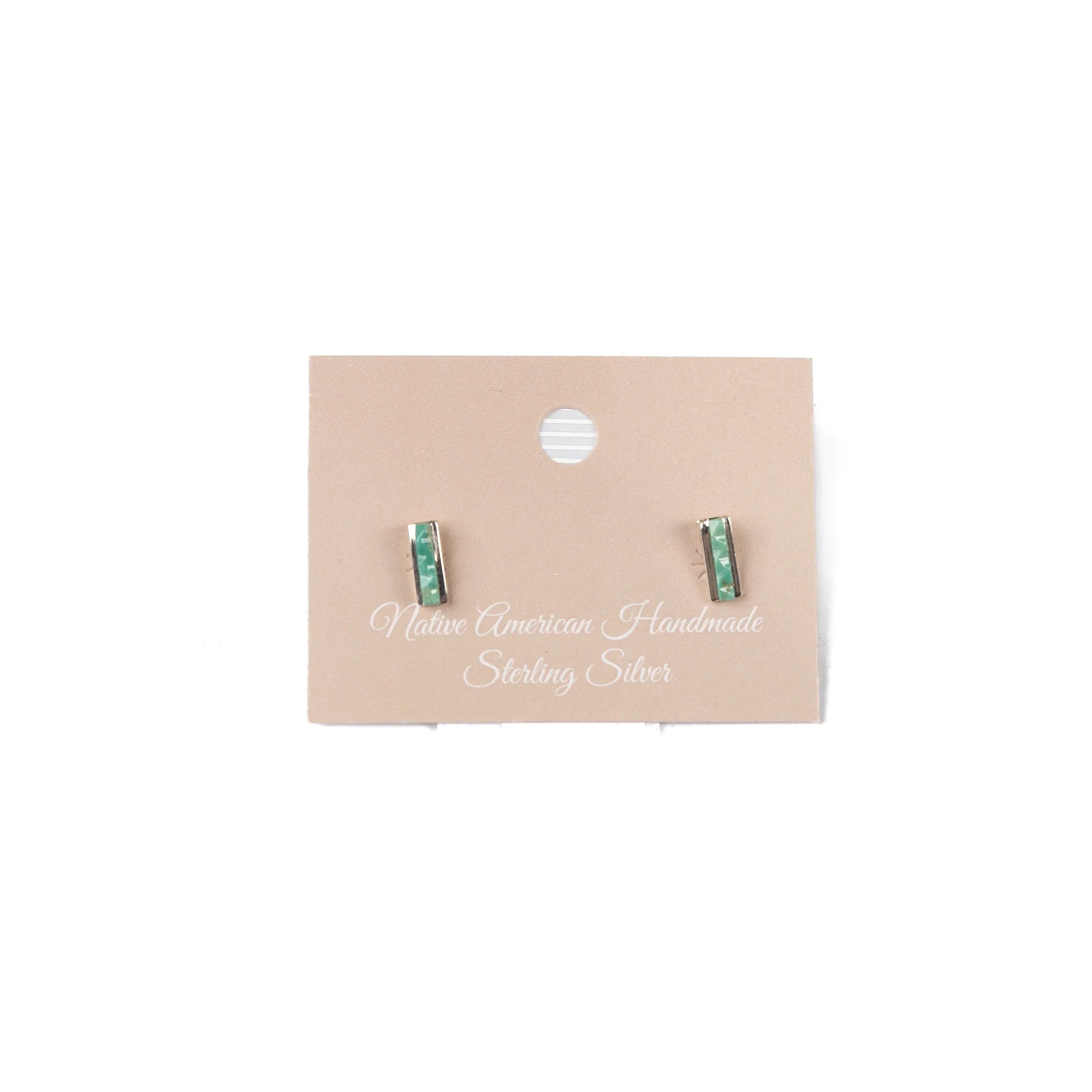 Women's Bilagaana Silver and Turquoise Bar Stud