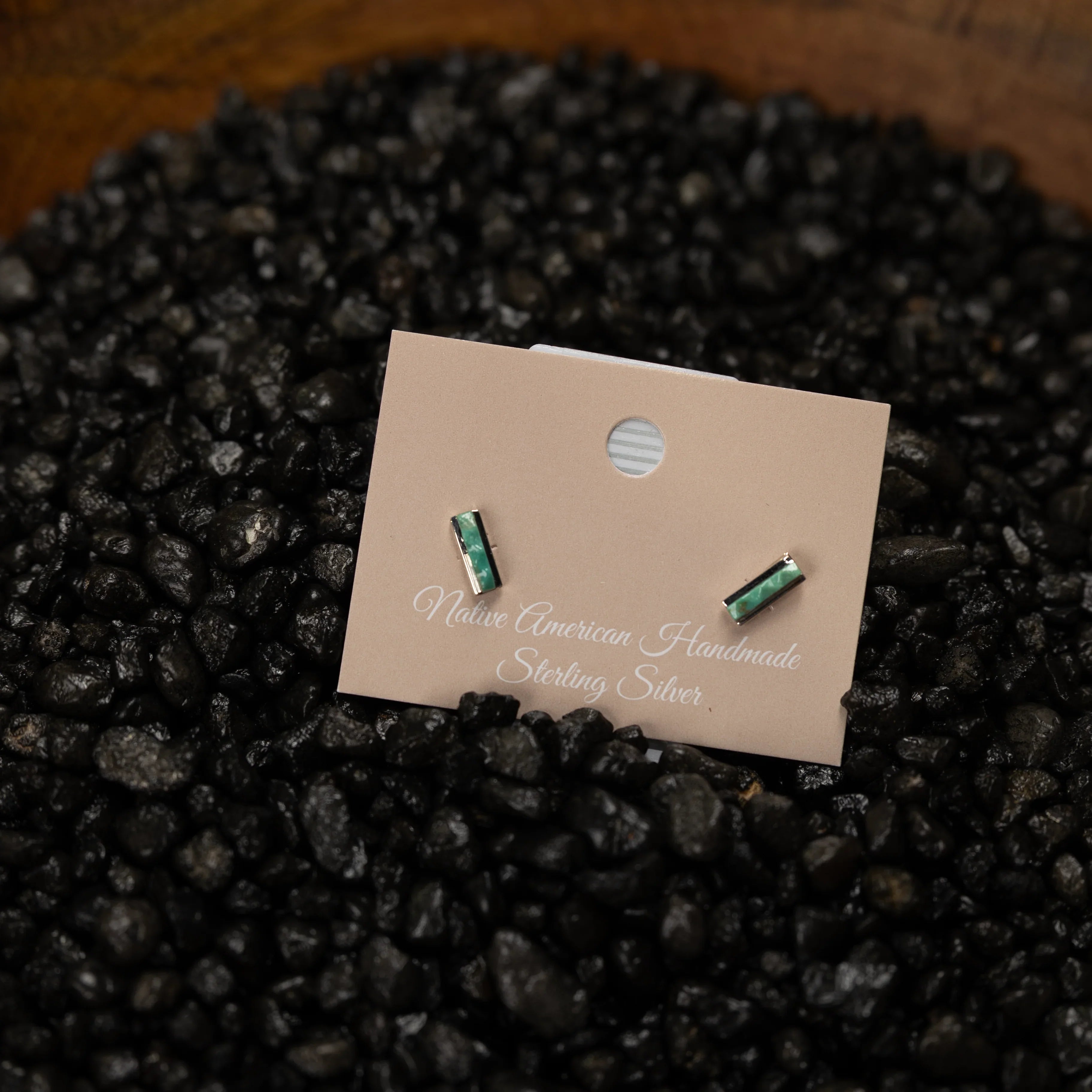Women's Bilagaana Silver and Turquoise Bar Stud