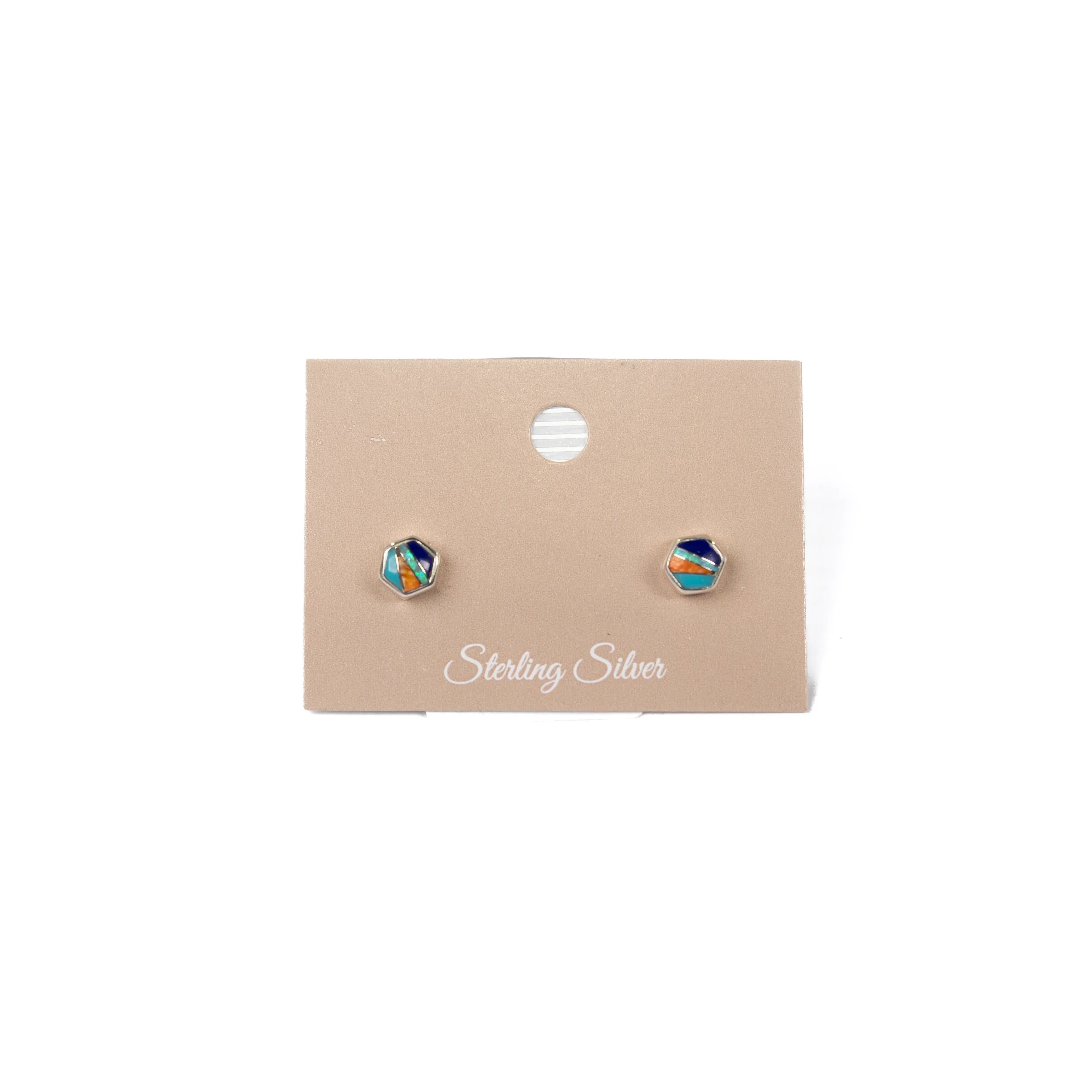 Women's Bilagaanas Small Hexagon Turquoise Opal Studs