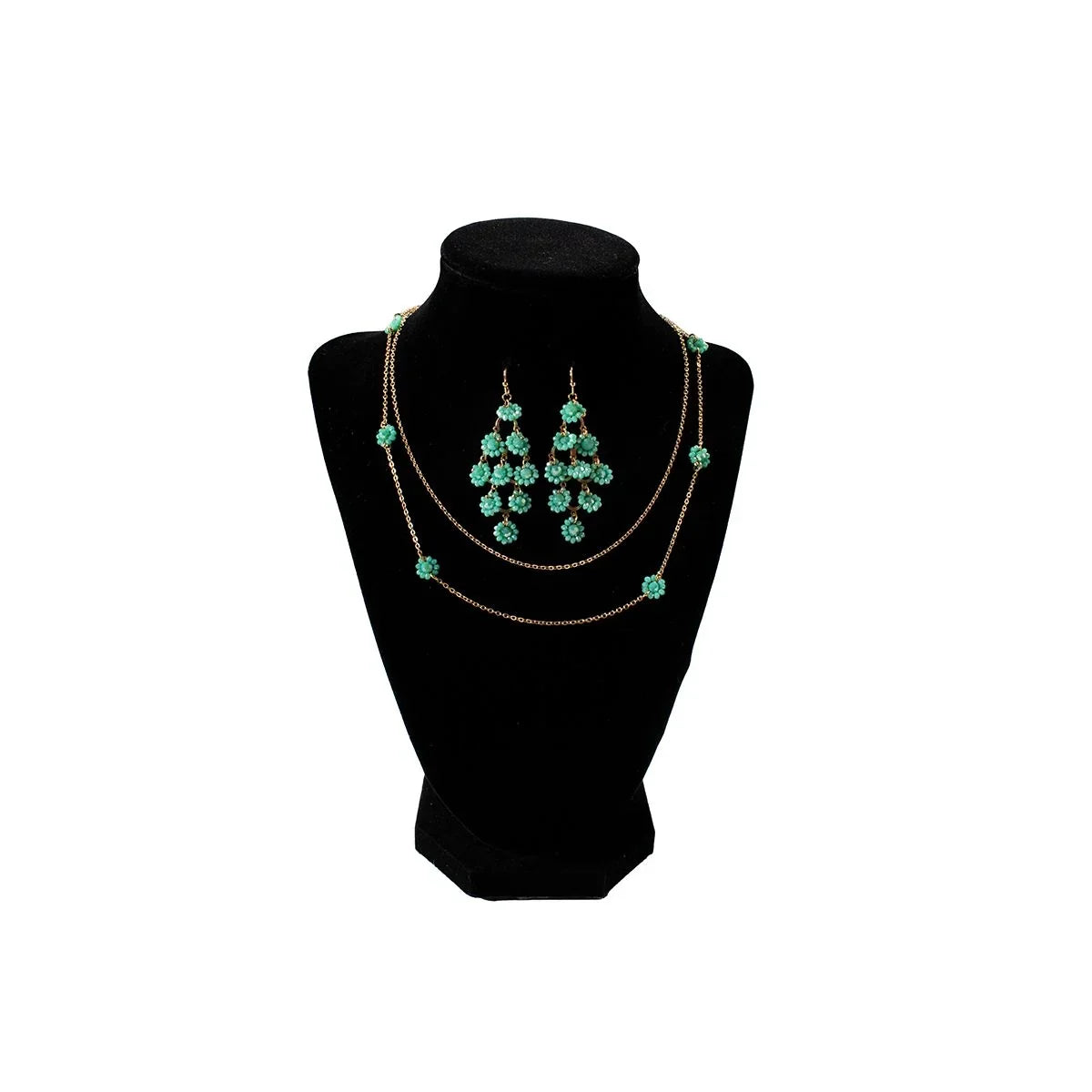 Women's Blazin Roxx 2 Gold Chains with Turquoise Beads Jewelry Set 301001228