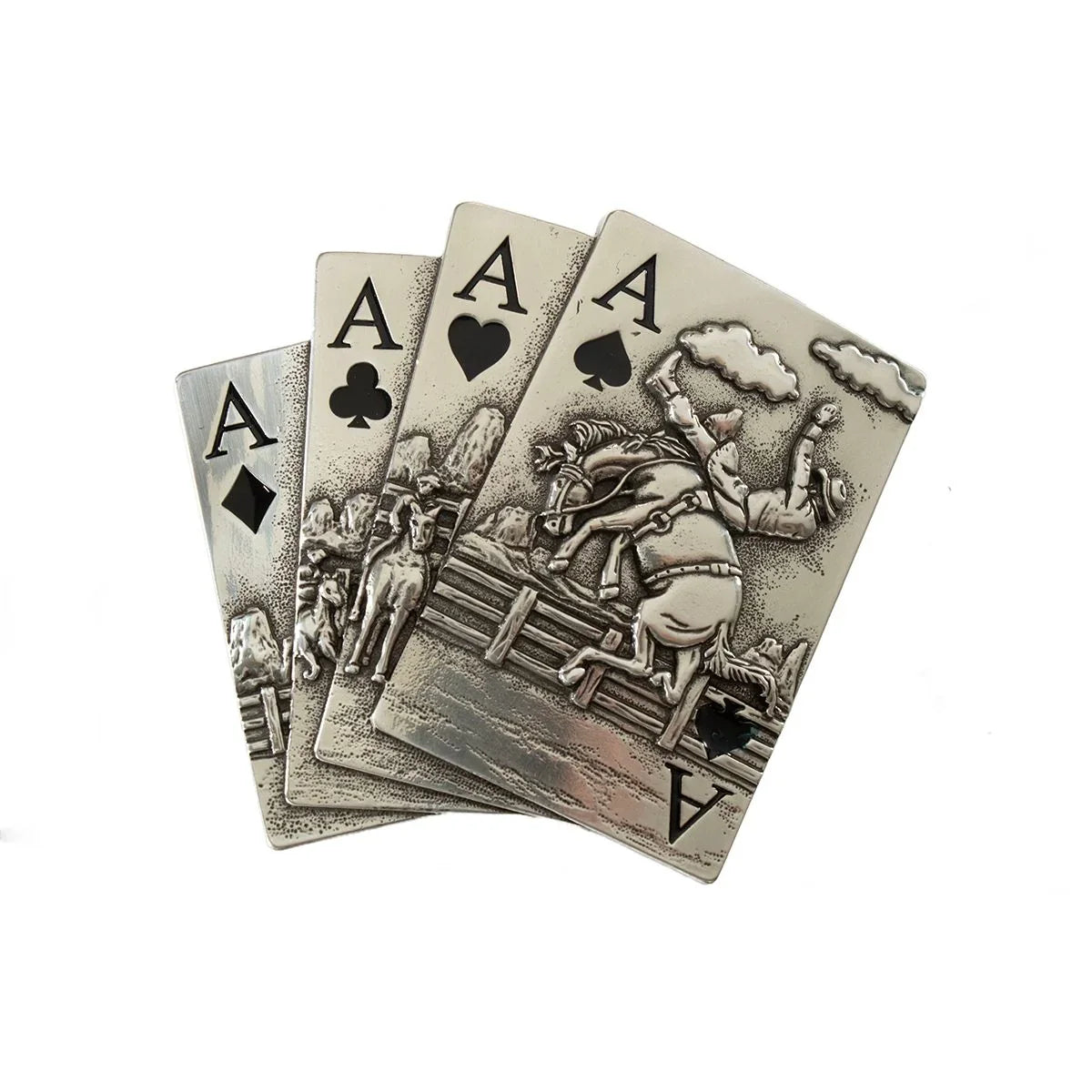 Women's Blazin Roxx Black and Silver Buckle Engrave with 4 Ace Cards 37946