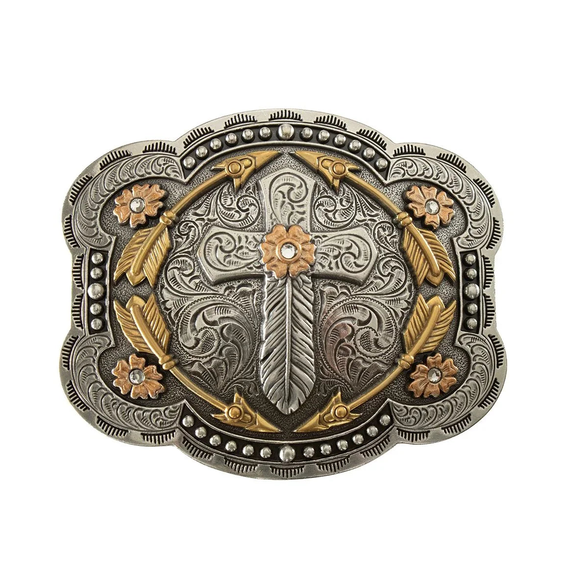 Women's Blazin Roxx Copper Gold and Silver Engraved Belt Buckle 37947