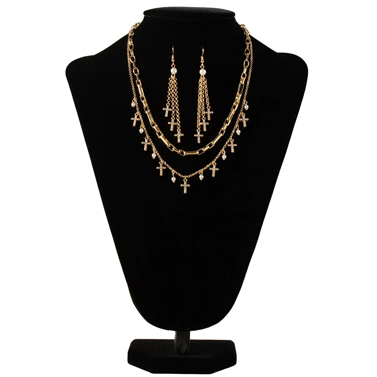 Women's Blazin Roxx Gold Plated Earrings and Necklace Set 3058535