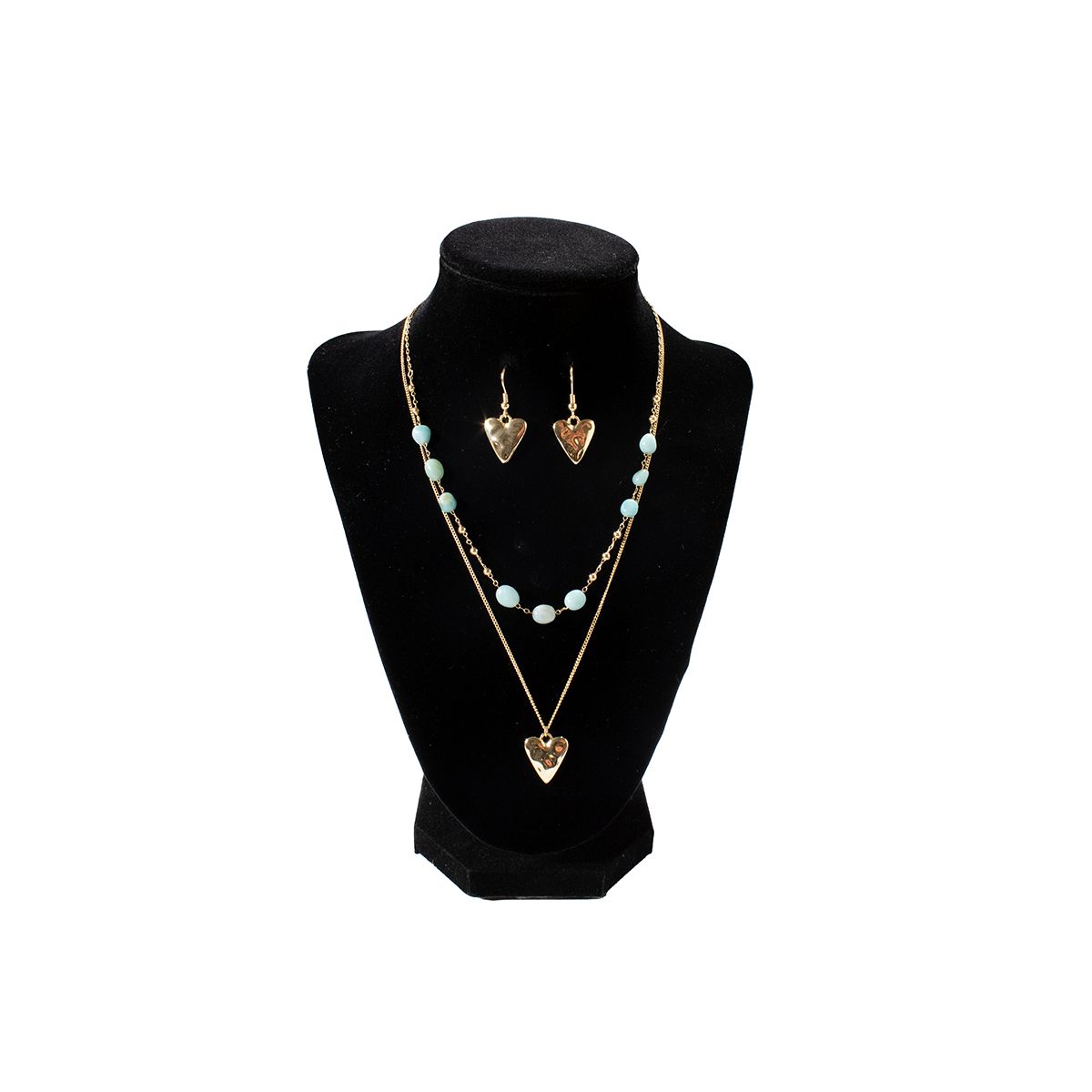 Women's Blazin Roxx Gold Two Chain Necklace with Matching Earrings 301000935