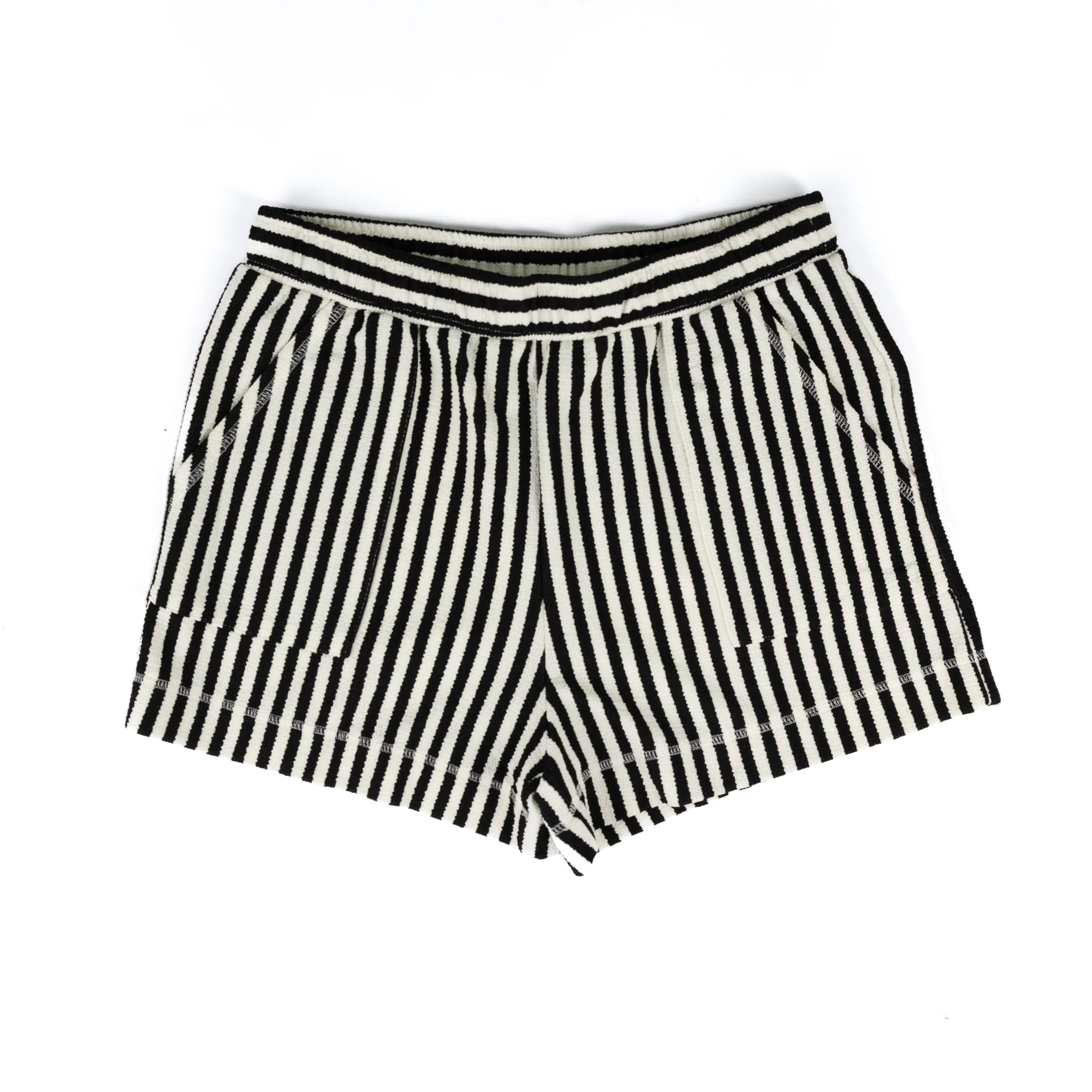 Women's Blu Pepper Black and White Striped Shorts B6SX1045-B