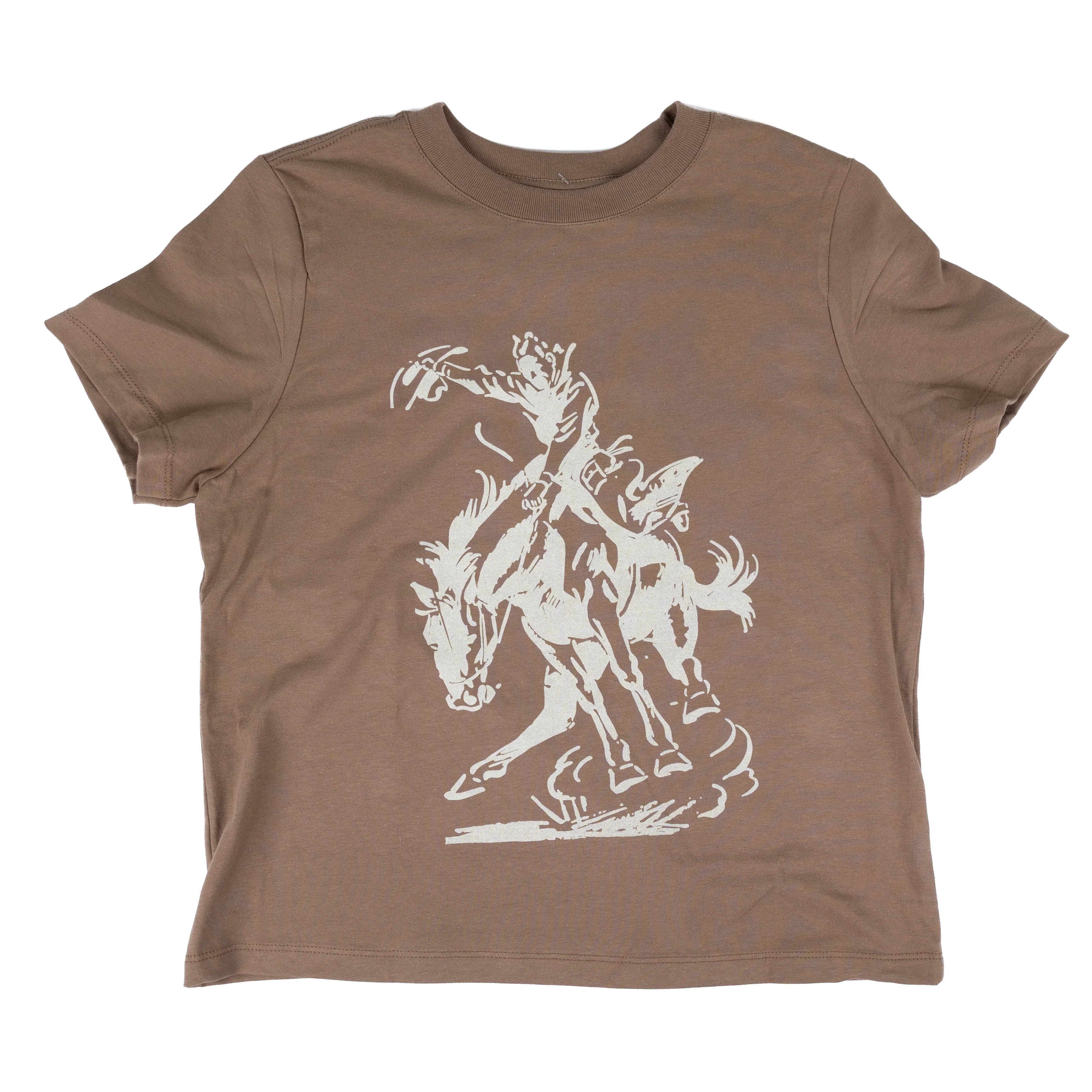 Women's Brown Short Sleeve "Bucking Horse" T-shirt