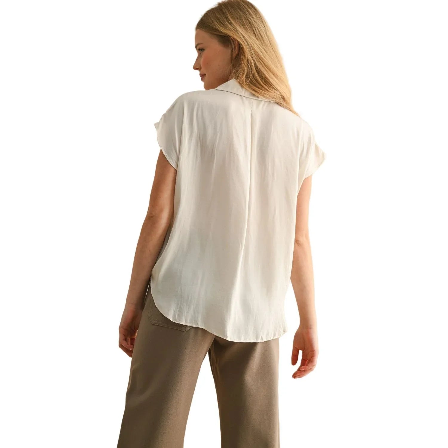 Women's Button Down Cap Sleeve Shirts MMT1194