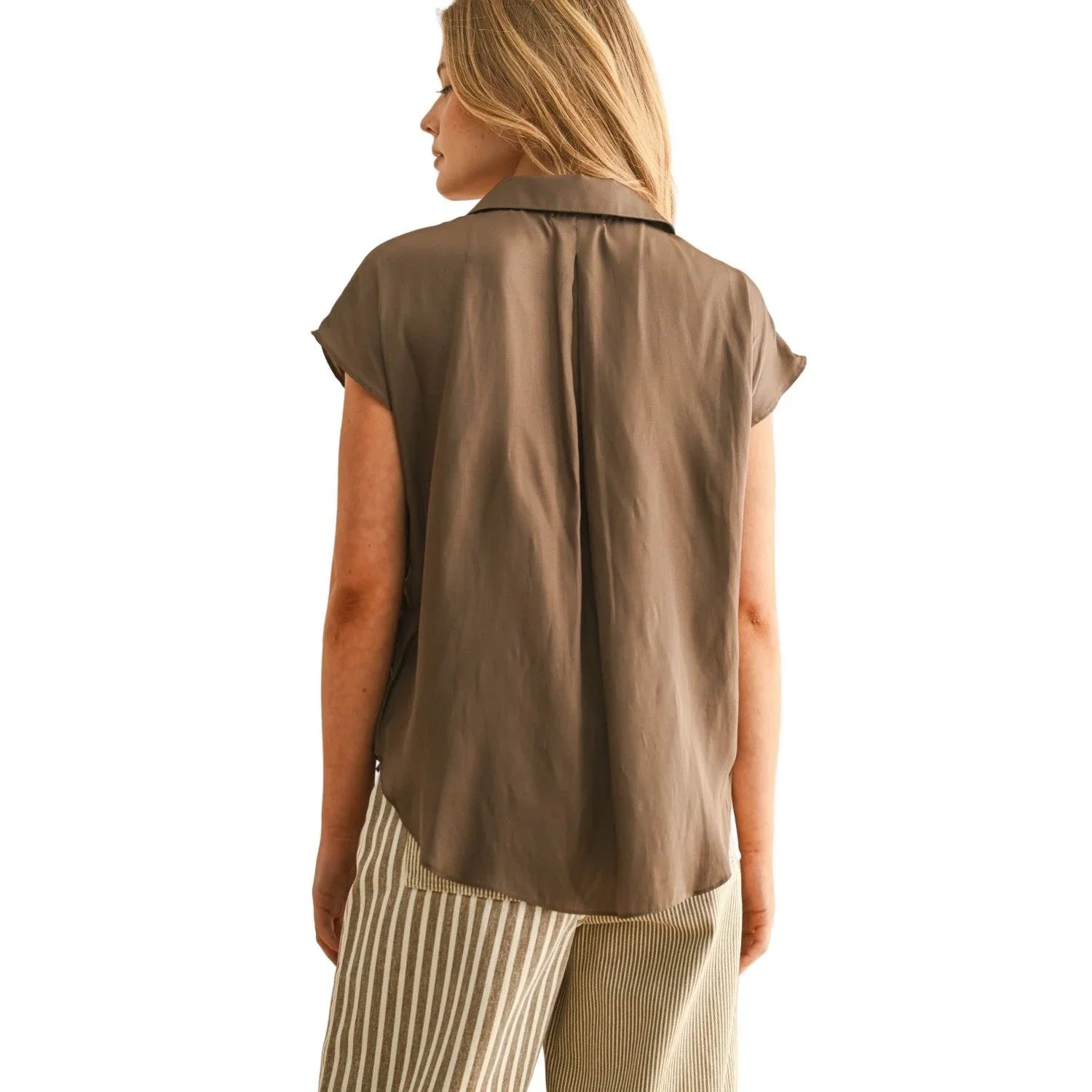 Women's Button Down Cap Sleeve Shirts MMT1194